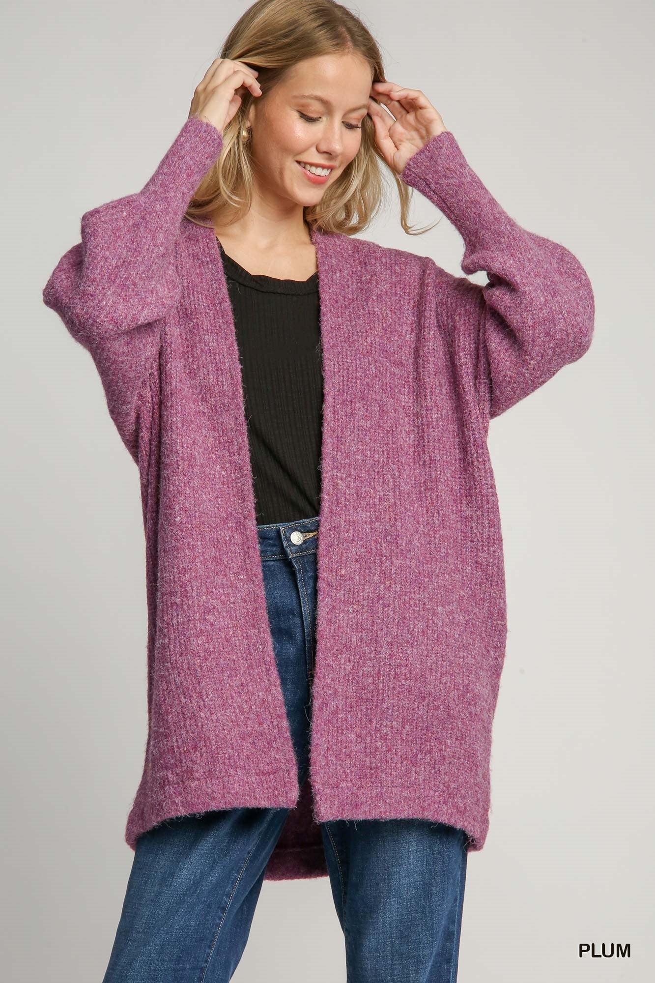 Plum Wool Blend Cardigan - Posh West Boutique