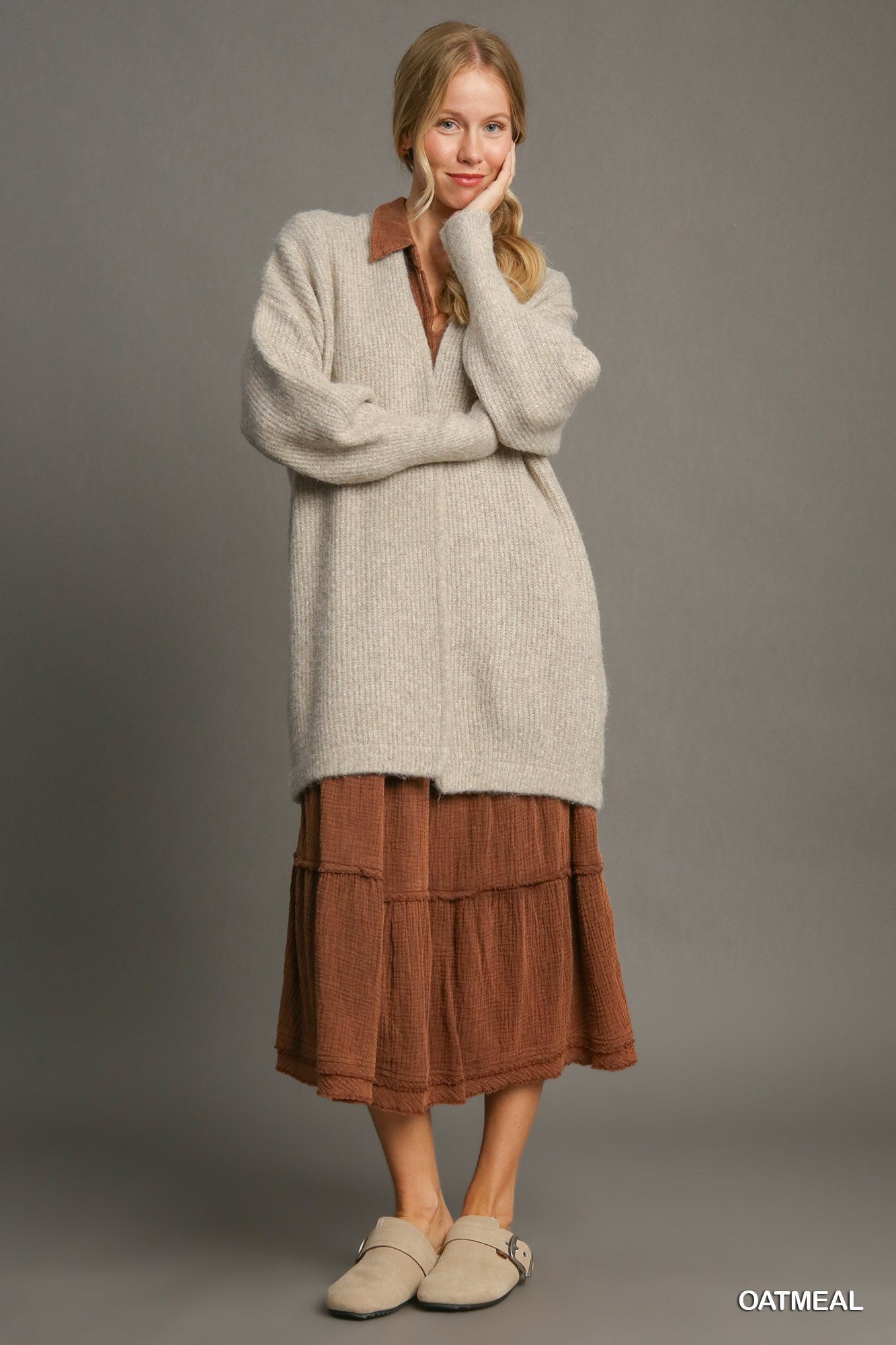 Oatmeal Wool Blend Cardigan - Posh West Boutique