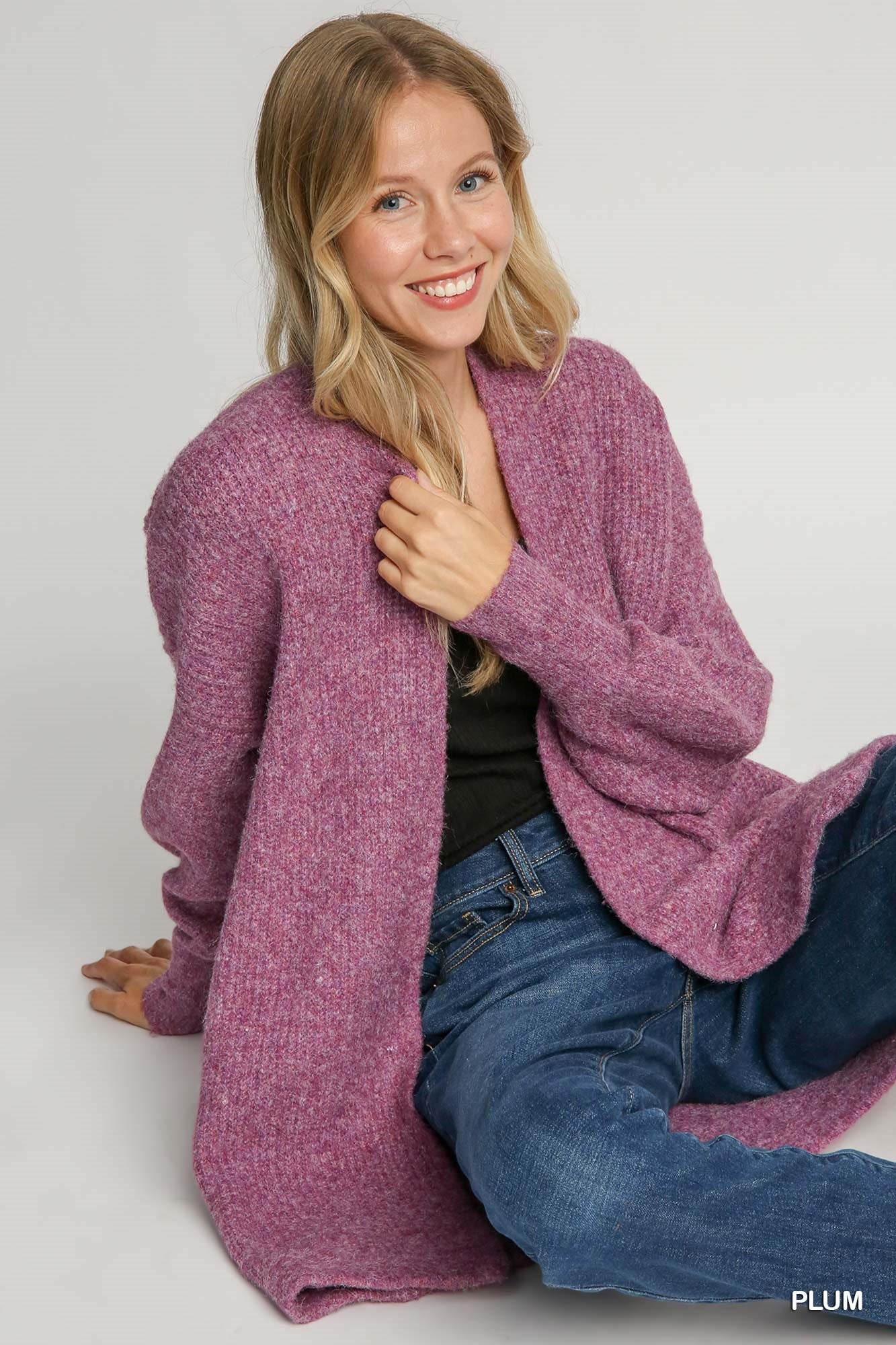 Plum Wool Blend Cardigan - Posh West Boutique