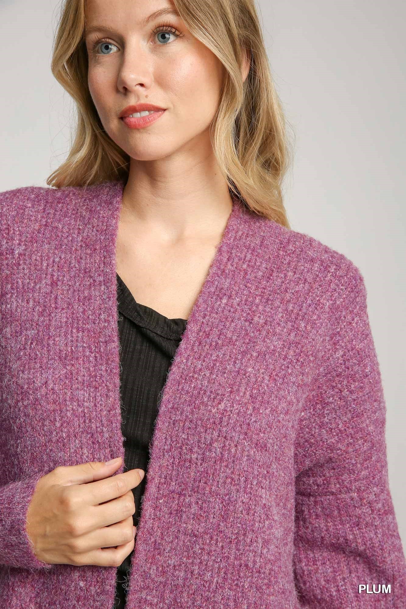 Plum Wool Blend Cardigan - Posh West Boutique