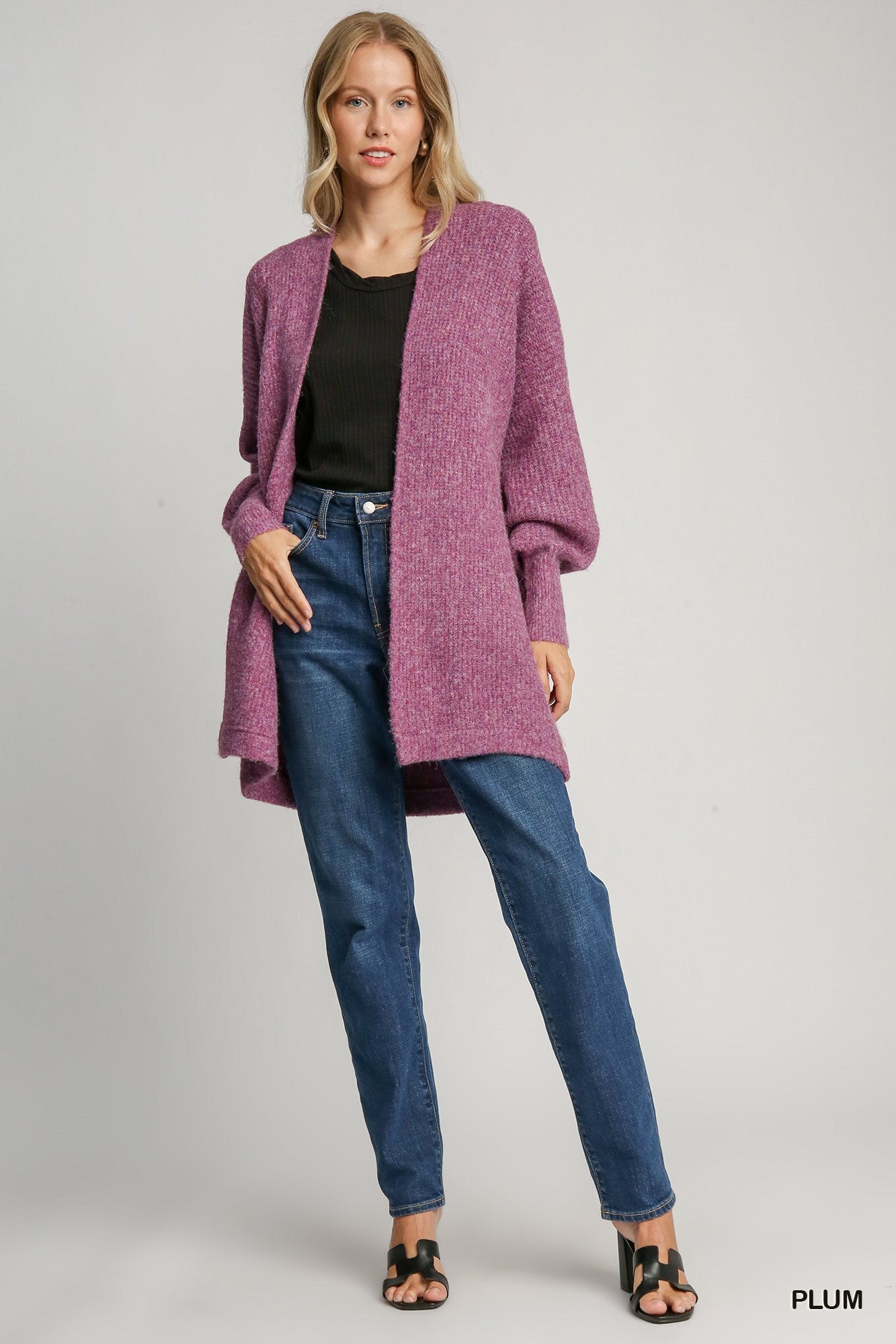 Plum Wool Blend Cardigan - Posh West Boutique