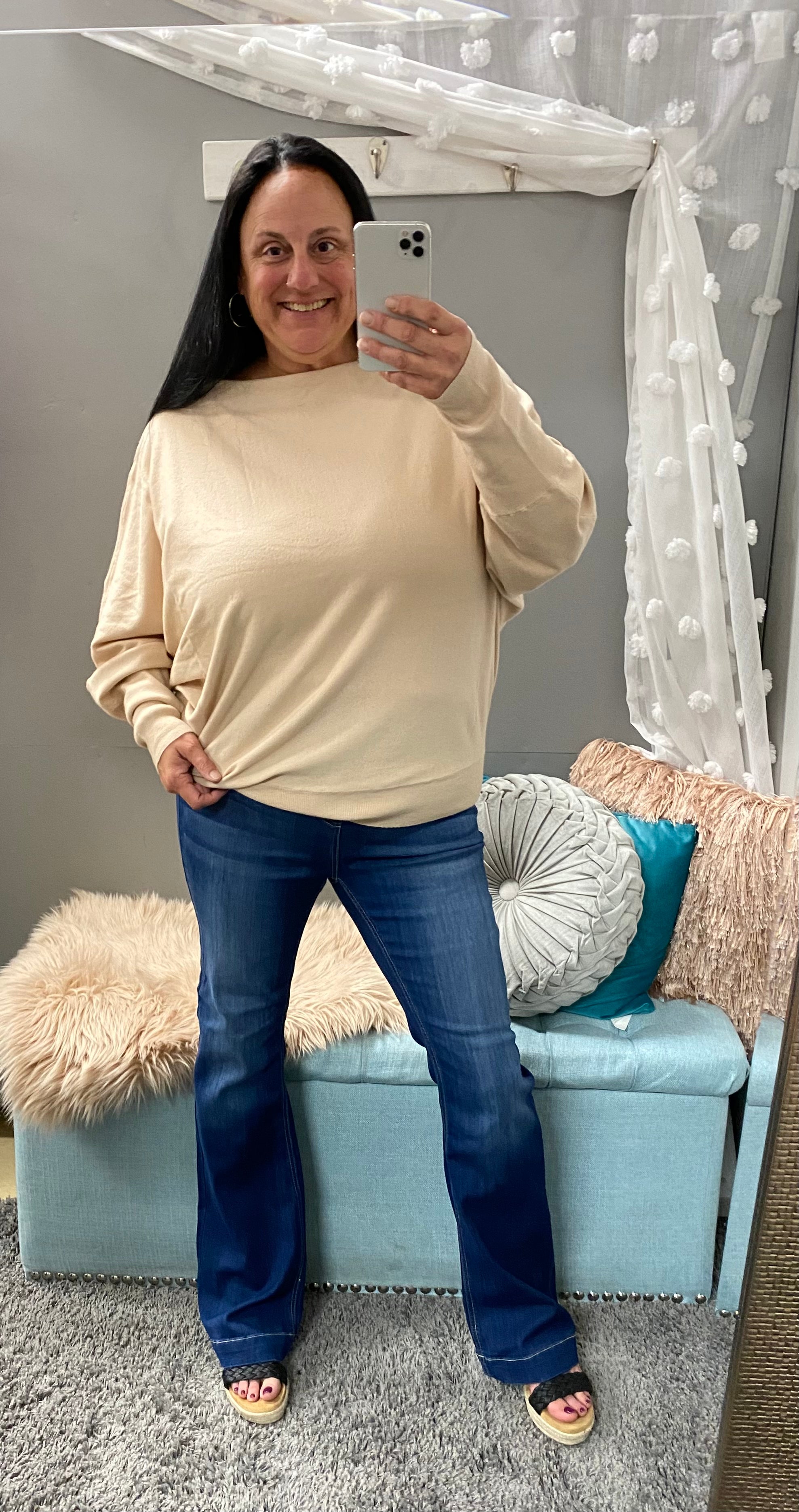 Ivory Ultra Soft Dolman Sleeve Wide Neck Sweater - Posh West Boutique