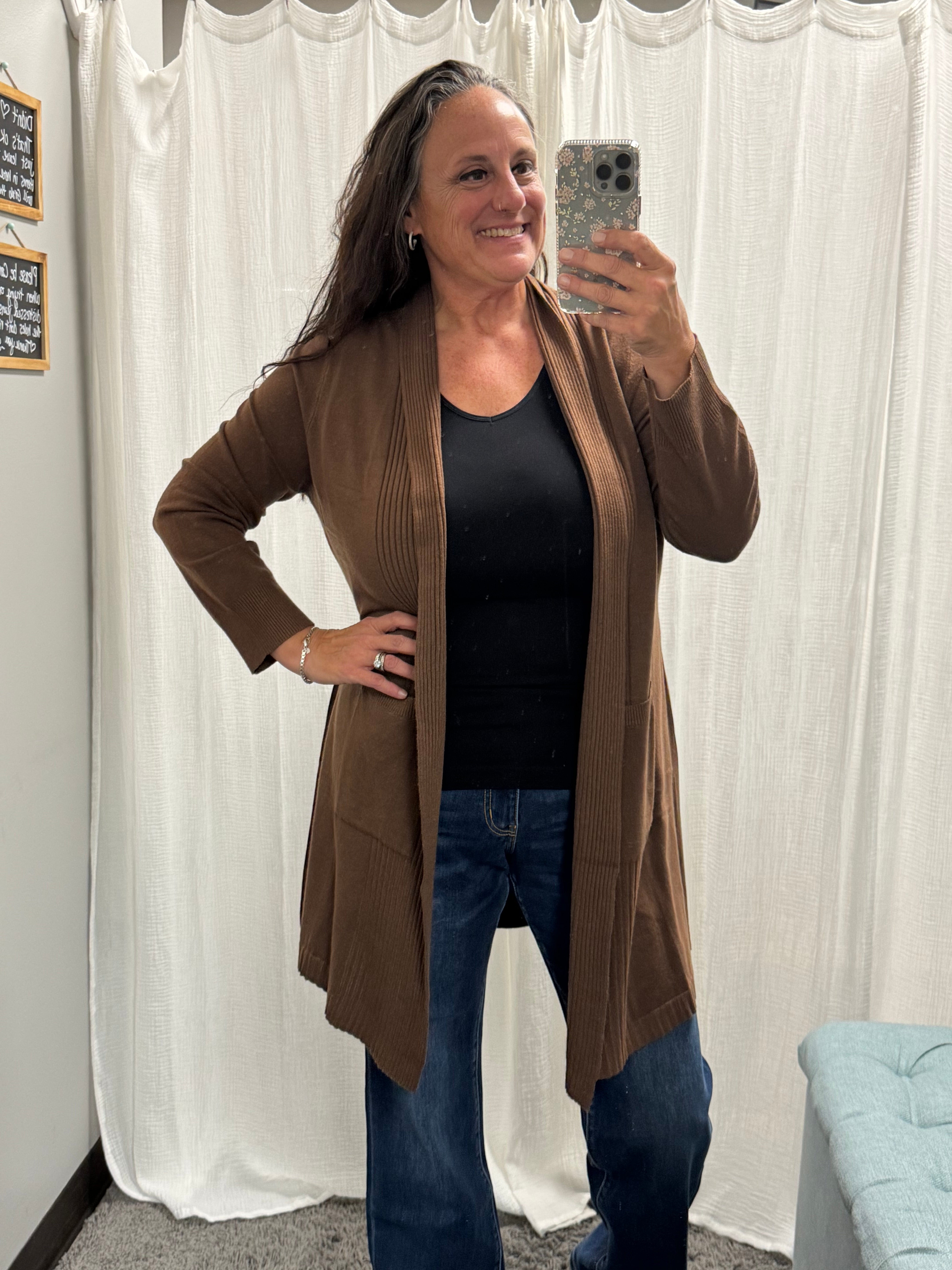 Bronze Luxurious Ribbed Cardigan - Posh West Boutique