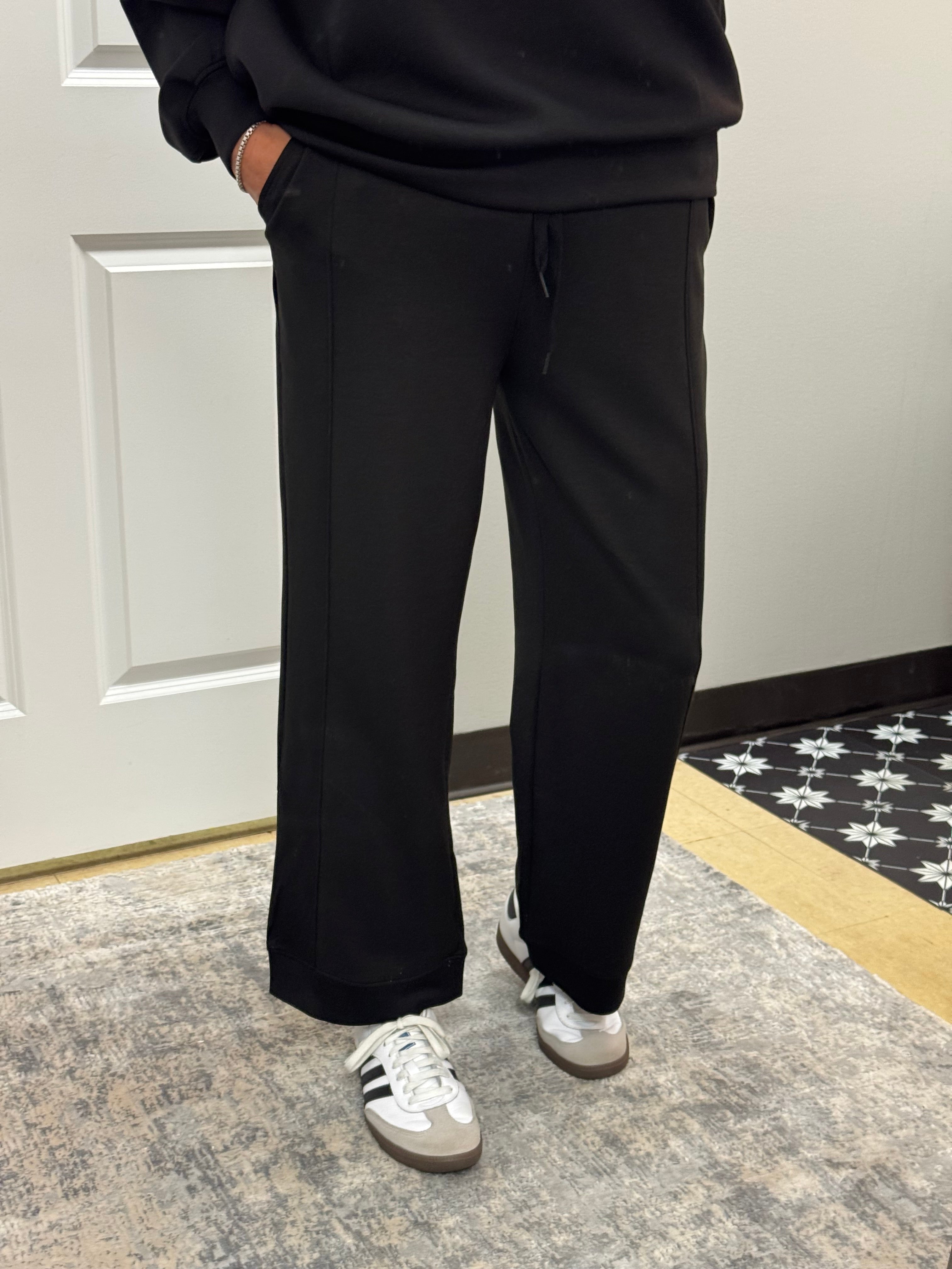 Black Scuba Drawstring Pants - Posh West Boutique