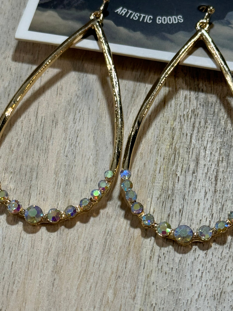 L & F Gold Oval Sparkly Hoop Earrings - Posh West Boutique
