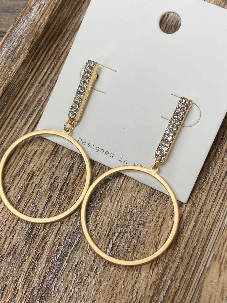 Brushed Gold Blingy Hoops