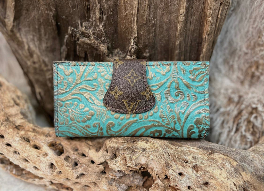 Upcycled Turquoise Wallet - Posh West Boutique