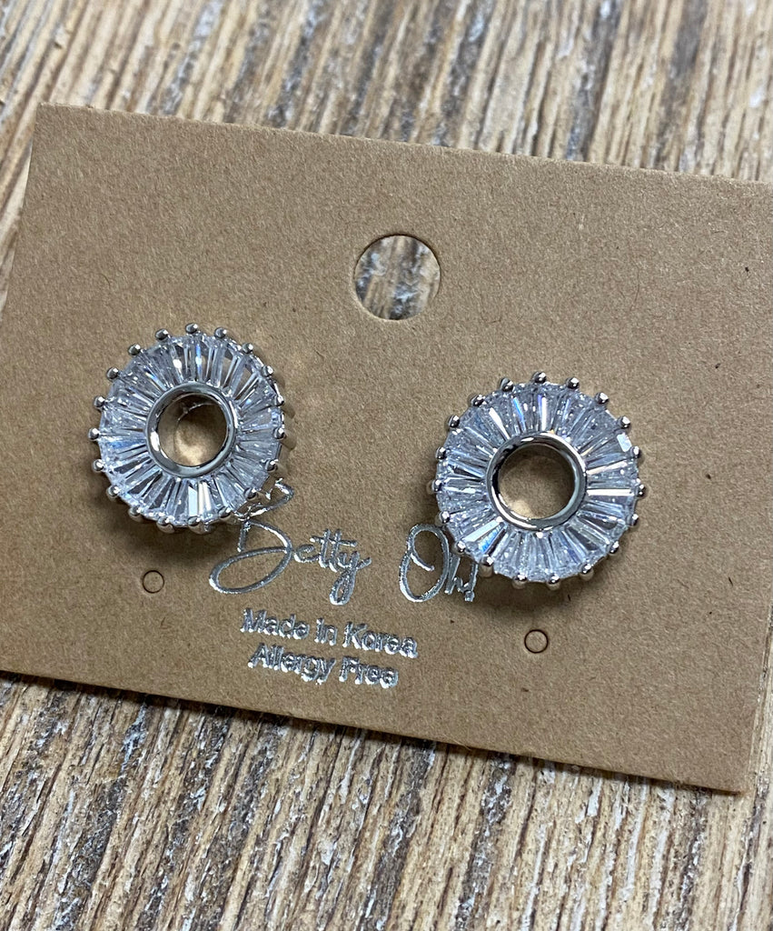 Betty Oh Silver Crystal Circle Burst Earrings - Posh West Boutique