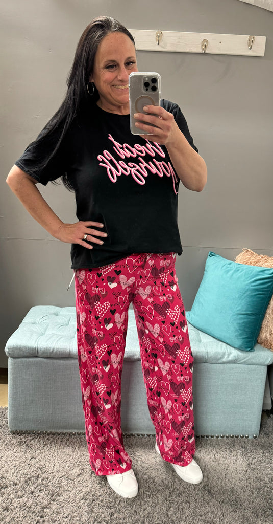 Pink Pajama Pants with Drawstring - Posh West Boutique
