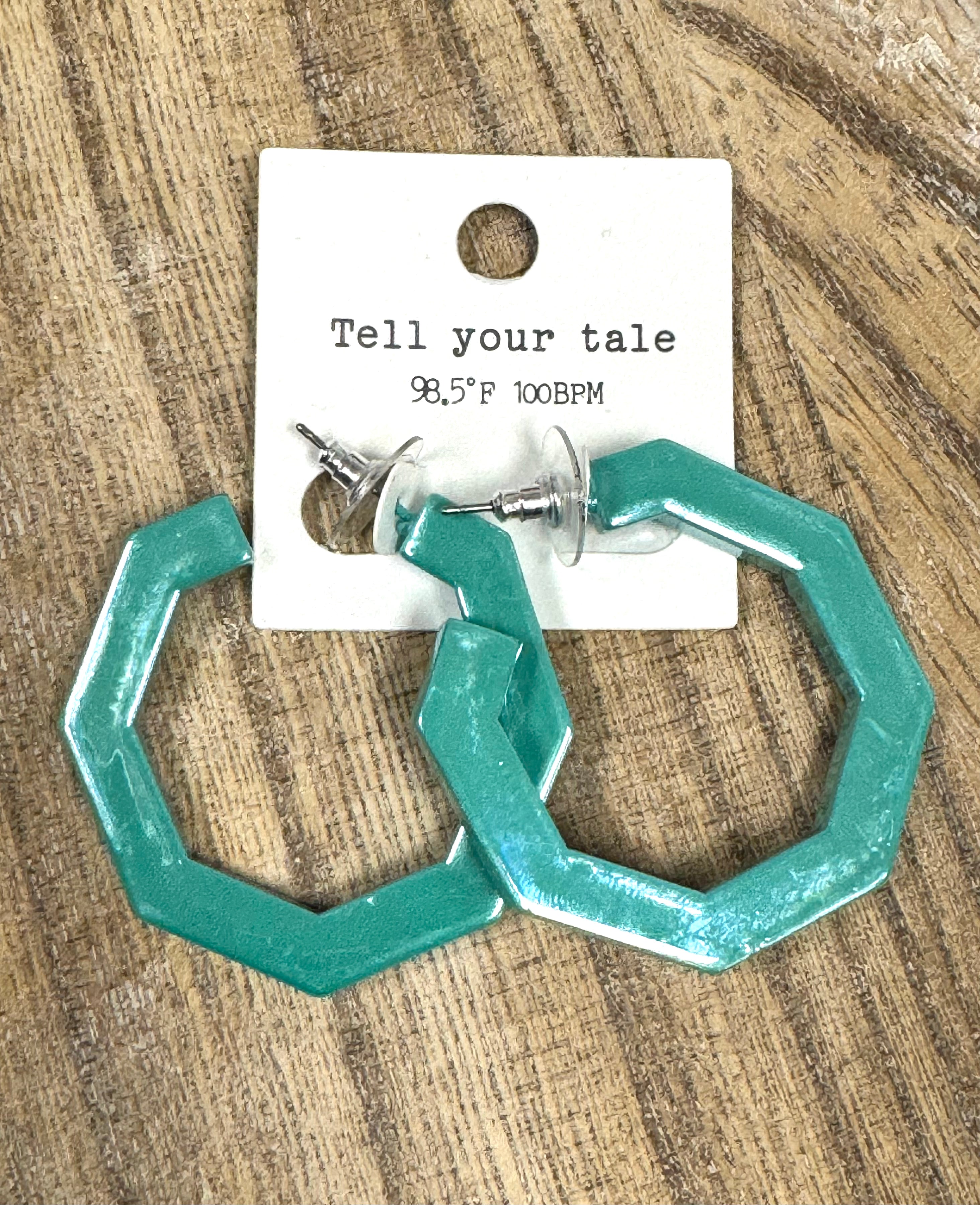 Turquoise Flat Hoop Earrings - Posh West Boutique