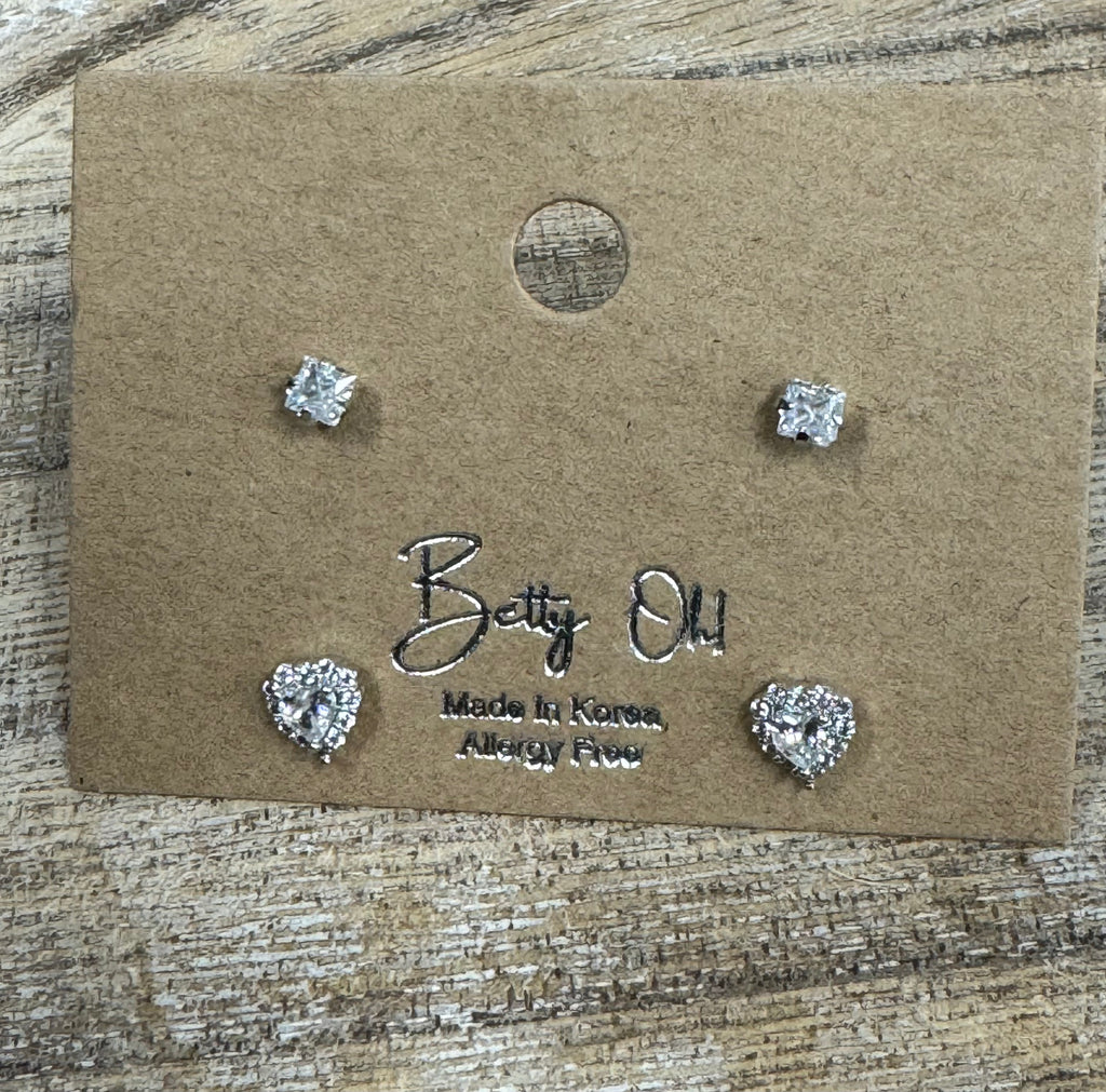 Betty Oh Duo Set Silver Earrings - Posh West Boutique