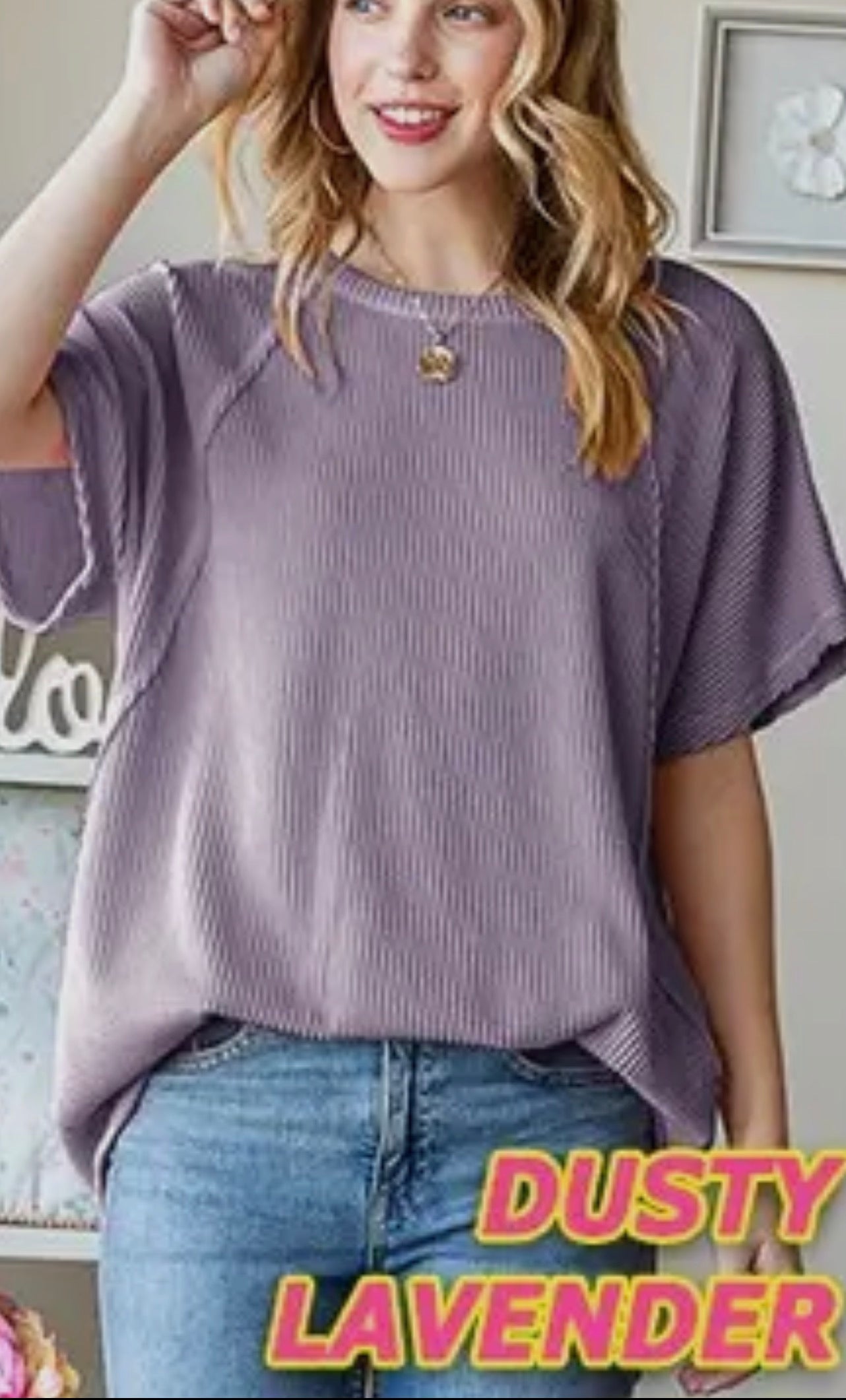 Dusty Lavender Solid Urban Ribbed Top - Posh West Boutique