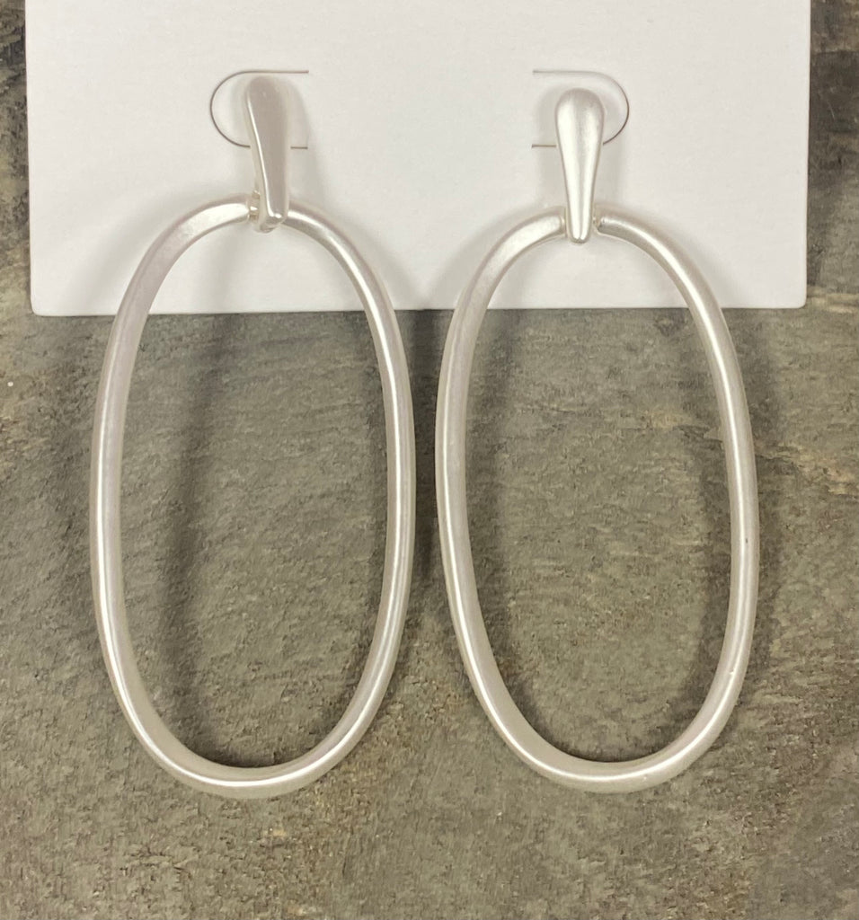 Silver Oval Drop Earrings - Posh West Boutique