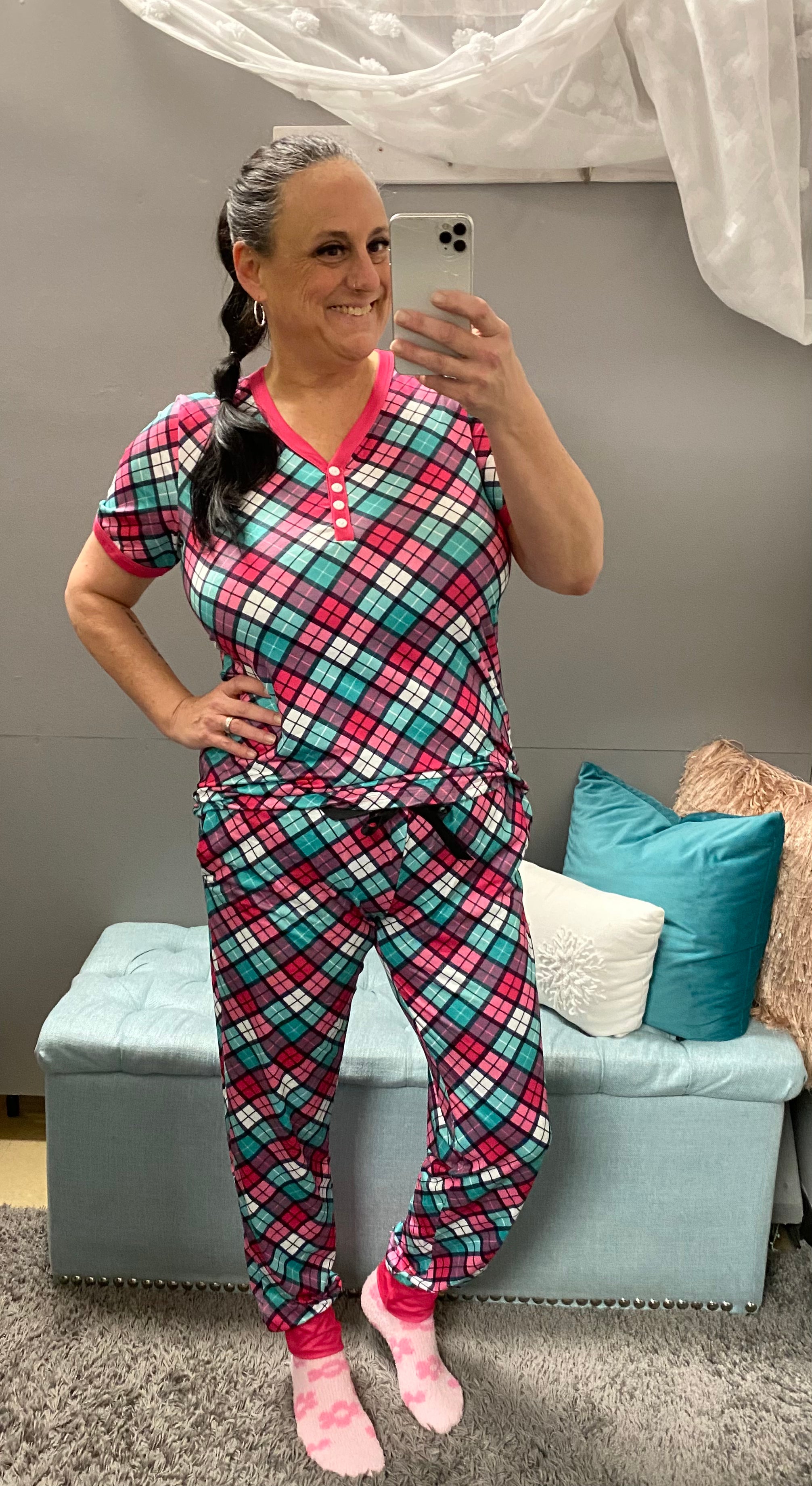 Sadie's Perfect Pajama-Pink Plaid - Posh West Boutique