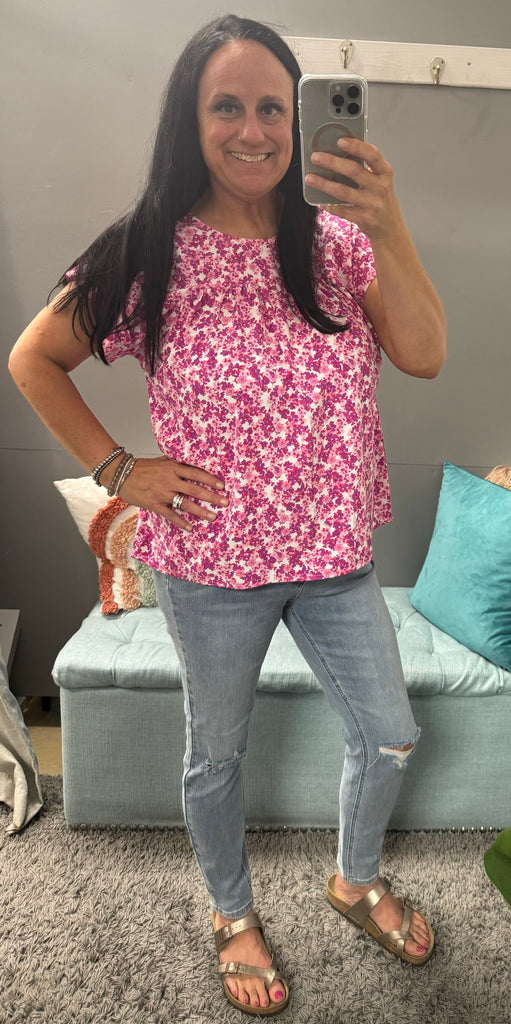 Pretty in Pink Floral Spring Top - Posh West Boutique