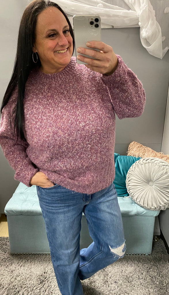 Purple Fuzzy Sweater - Posh West Boutique