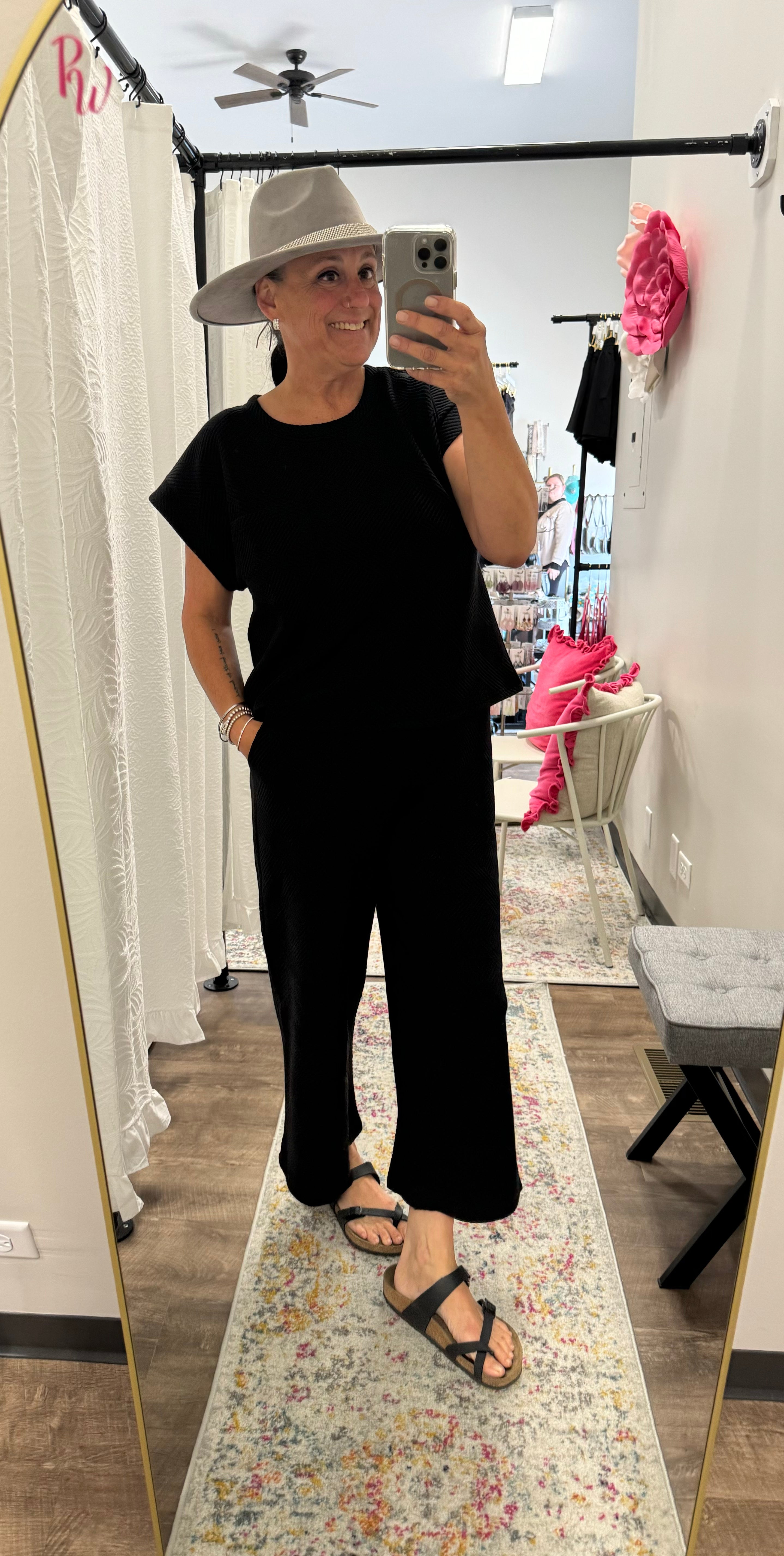 2 Piece Set-Entro Black Textured Outfit - Posh West Boutique