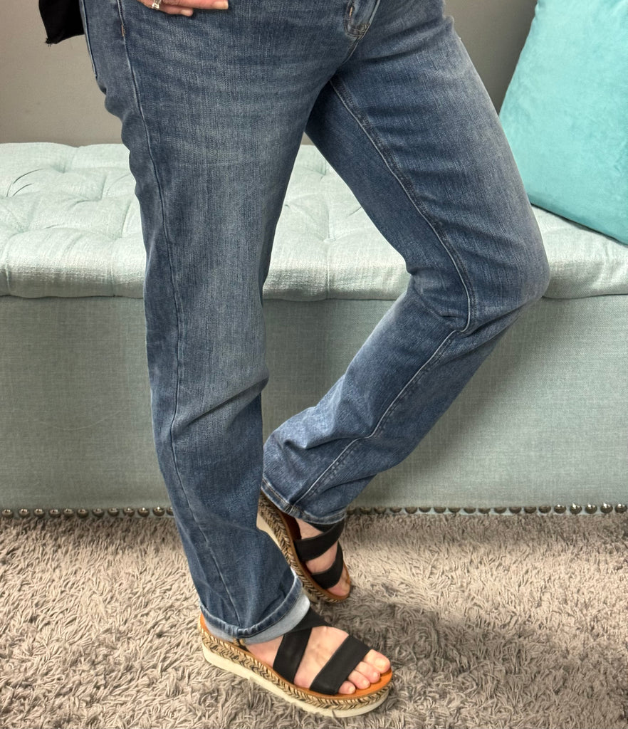 Vervet Mid Rise Straight Leg Jeans-32" Inseam - Posh West Boutique