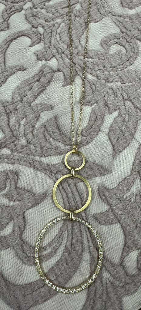 Triple Circle Long Gold Necklace - Posh West Boutique
