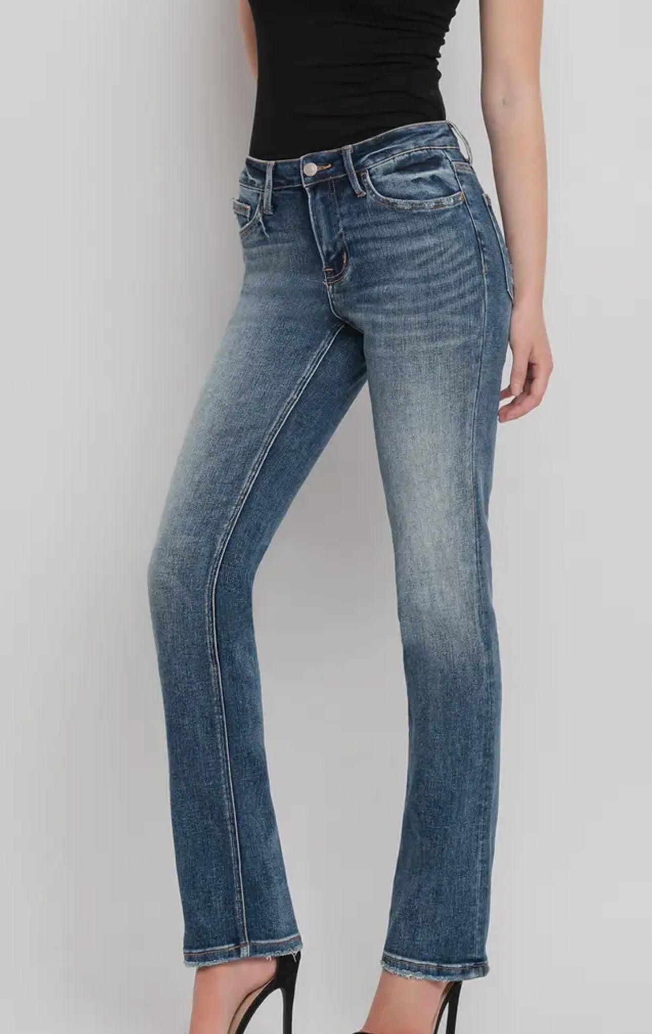 Vervet Mid Rise Straight Leg Jeans-32" Inseam - Posh West Boutique