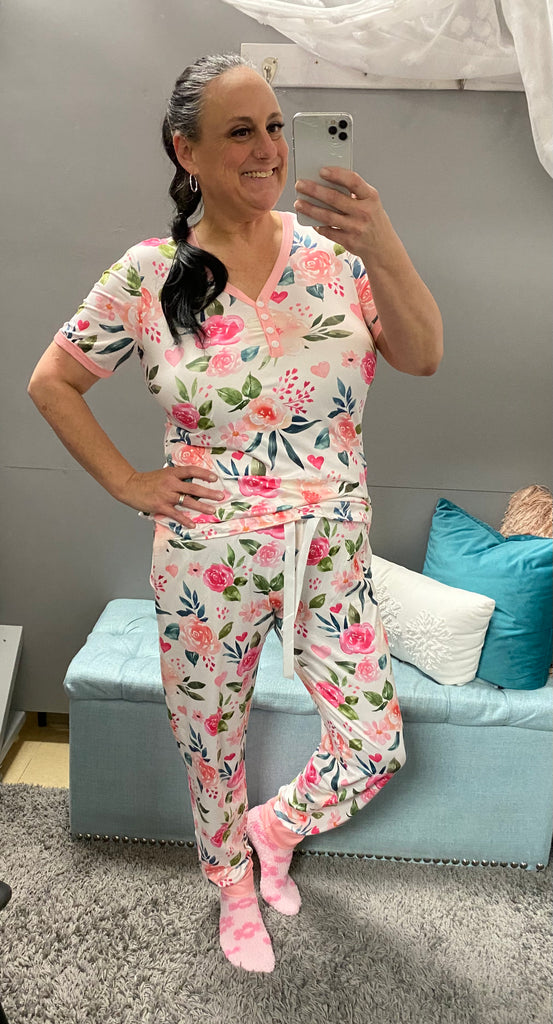 Sadie's Perfect Pajama-Pink Floral - Posh West Boutique