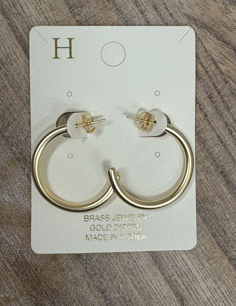 Brushed Gold Perfect Hoop Earring - Posh West Boutique