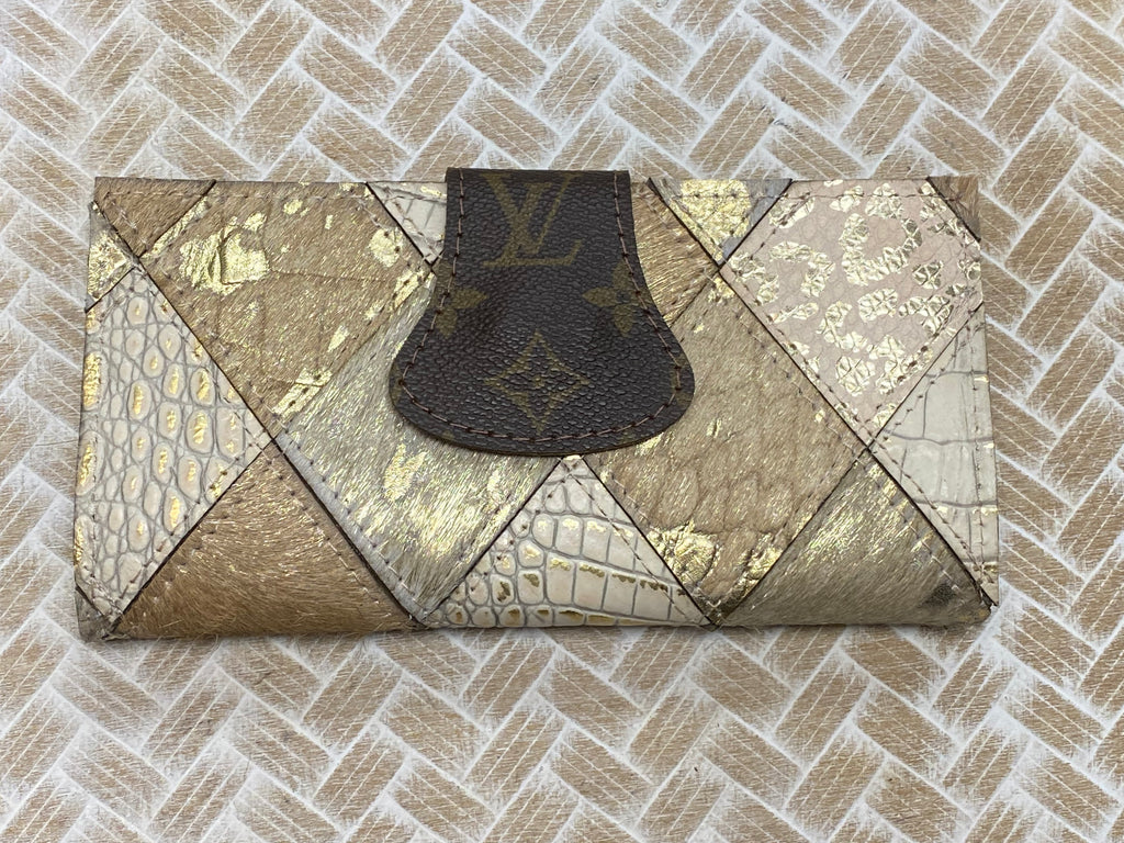 Upcycled Patchwork Wallet in Cream - Posh West Boutique