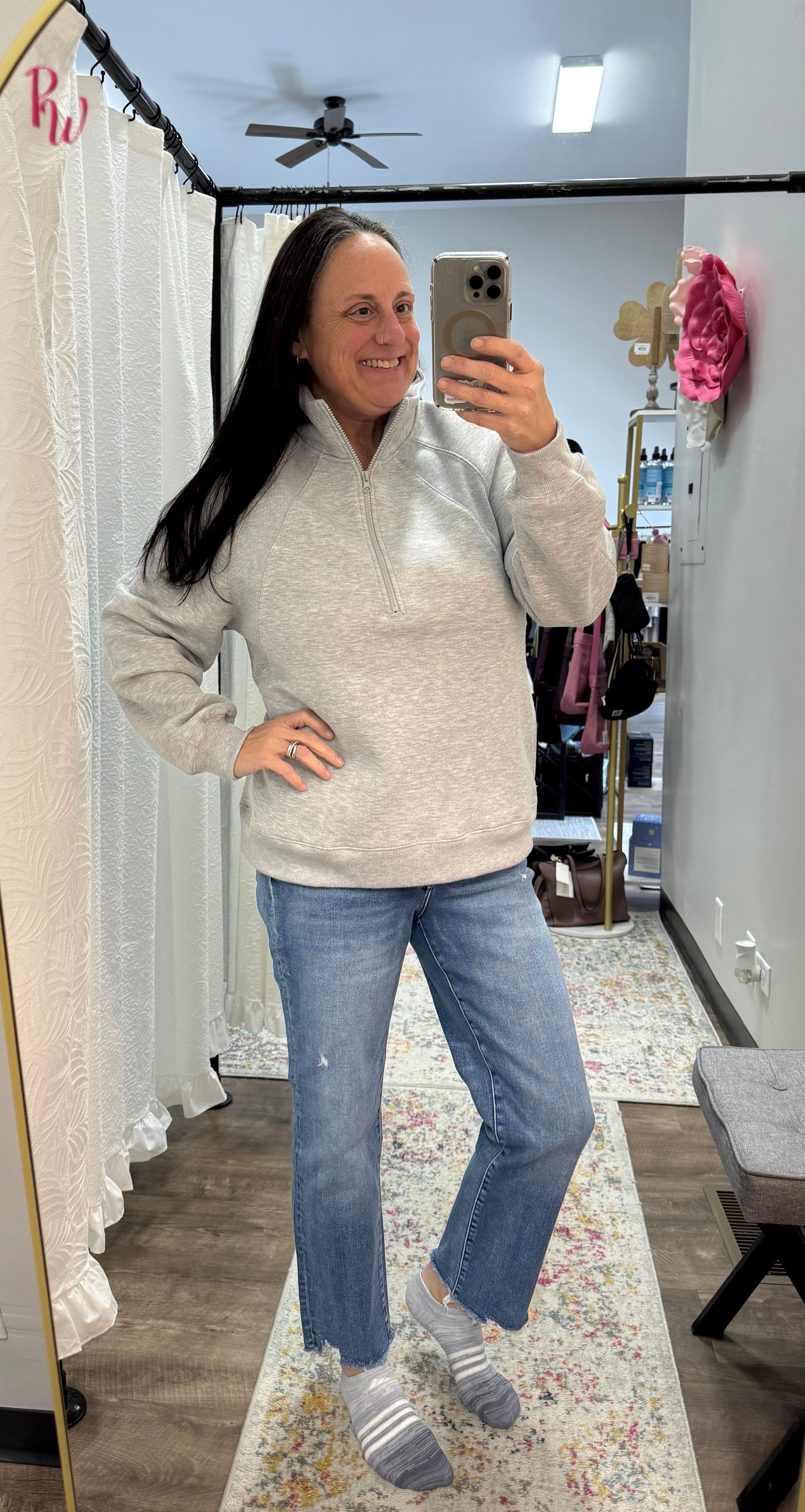 Heather Gray Half Zip Sweatshirt