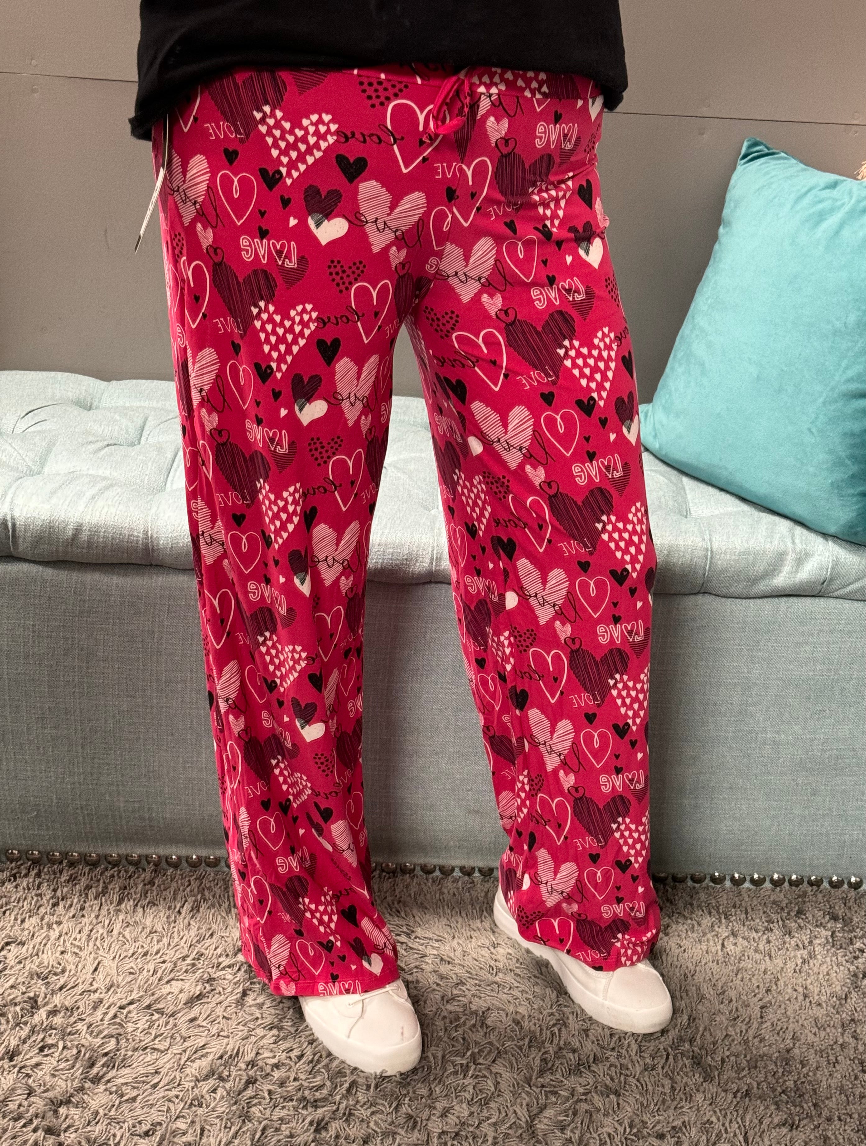 Pink Pajama Pants with Drawstring - Posh West Boutique