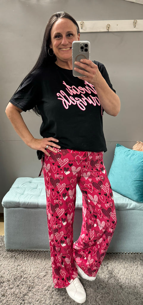 Pink Pajama Pants with Drawstring - Posh West Boutique