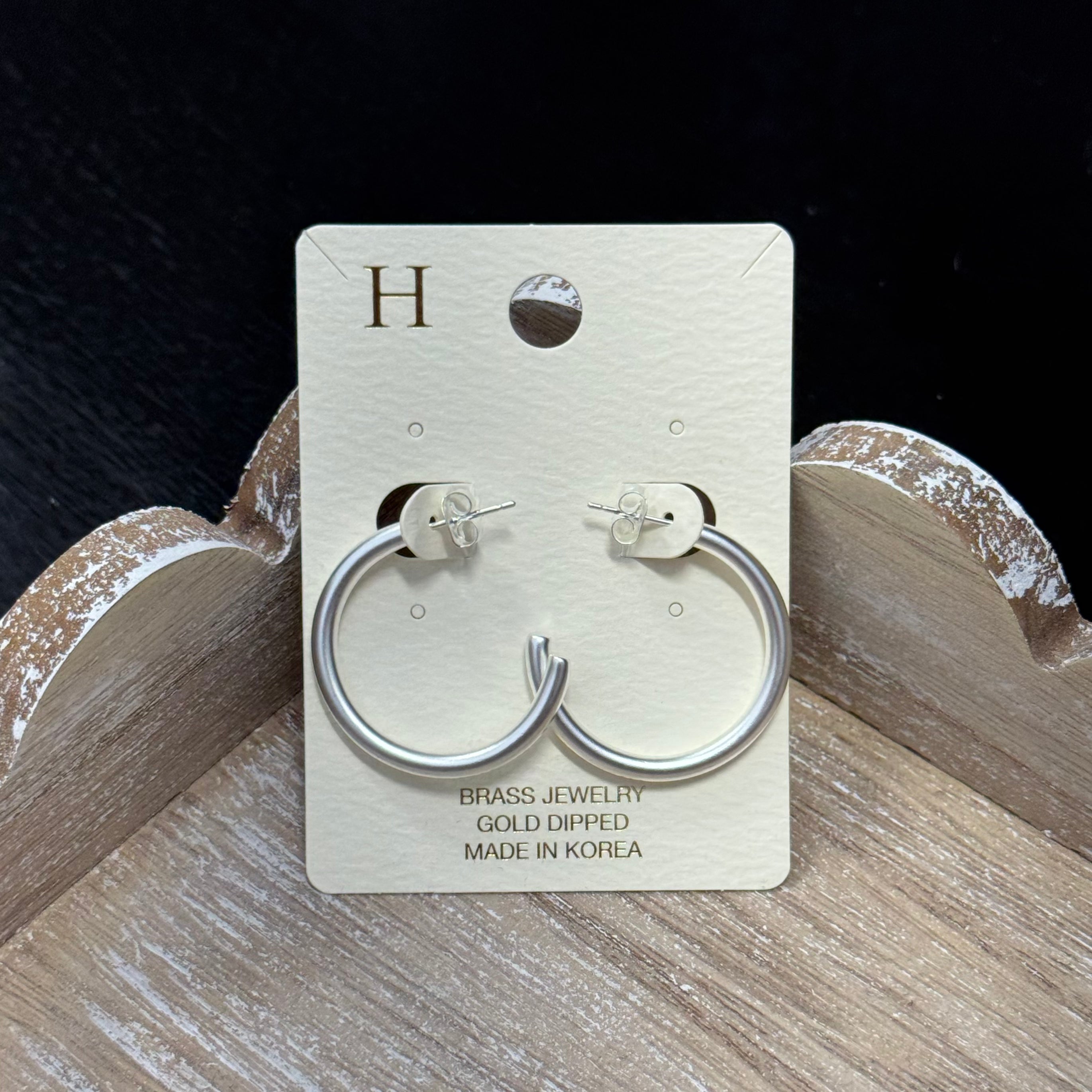 Medium Matte Silver Hoops - Posh West Boutique