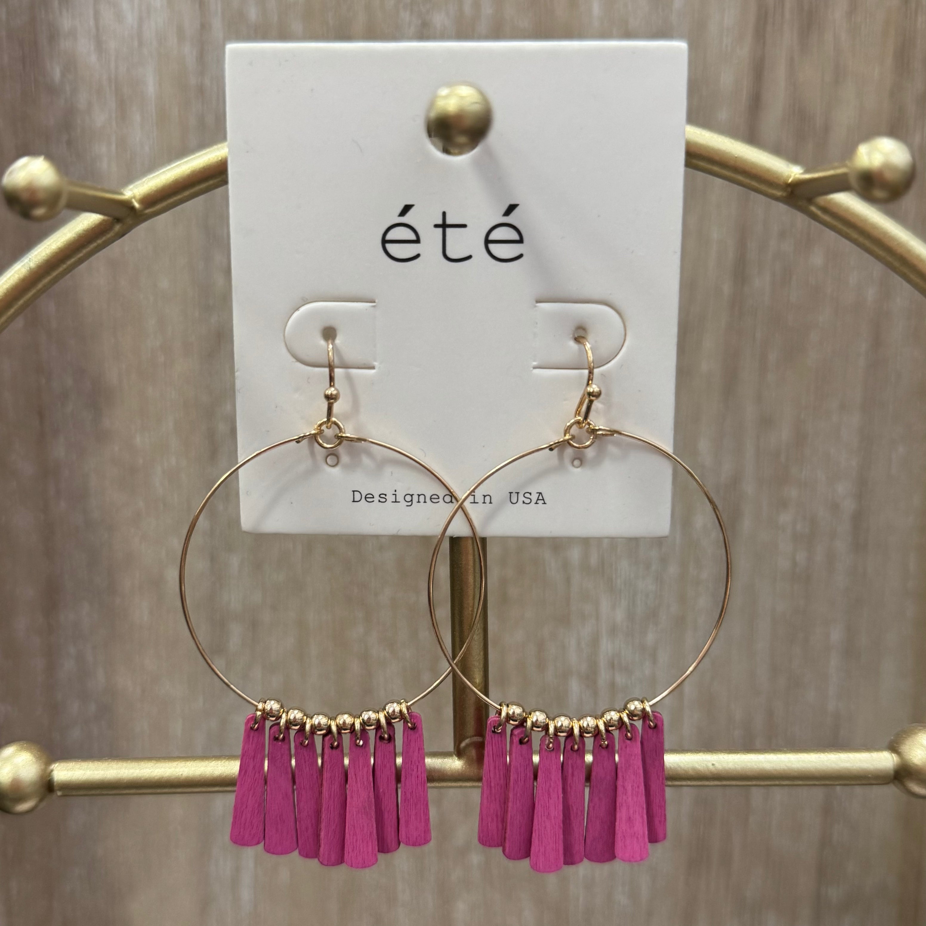 Fuchsia Fringe Hoop Earrings - Posh West Boutique