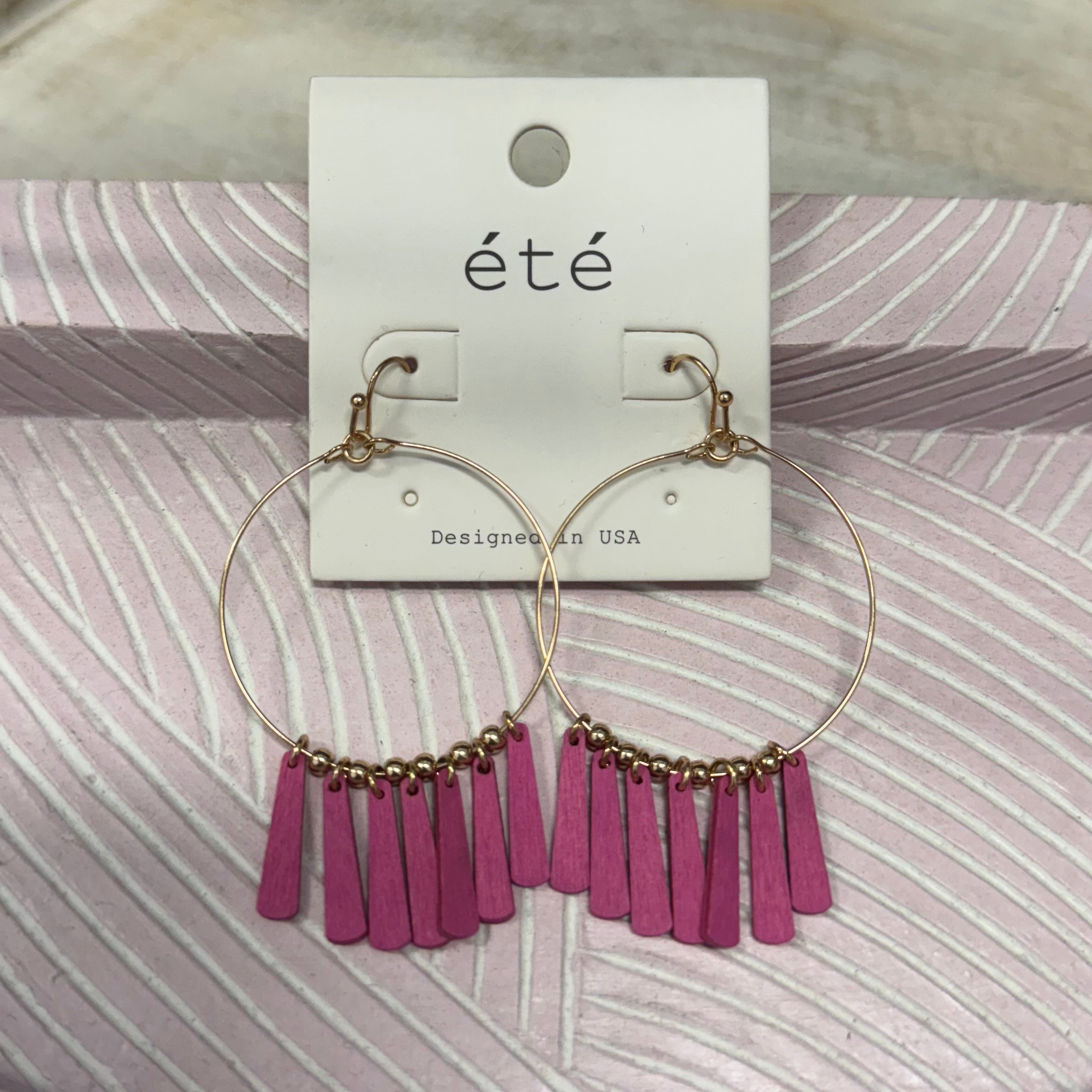 Fuchsia Fringe Hoop Earrings - Posh West Boutique
