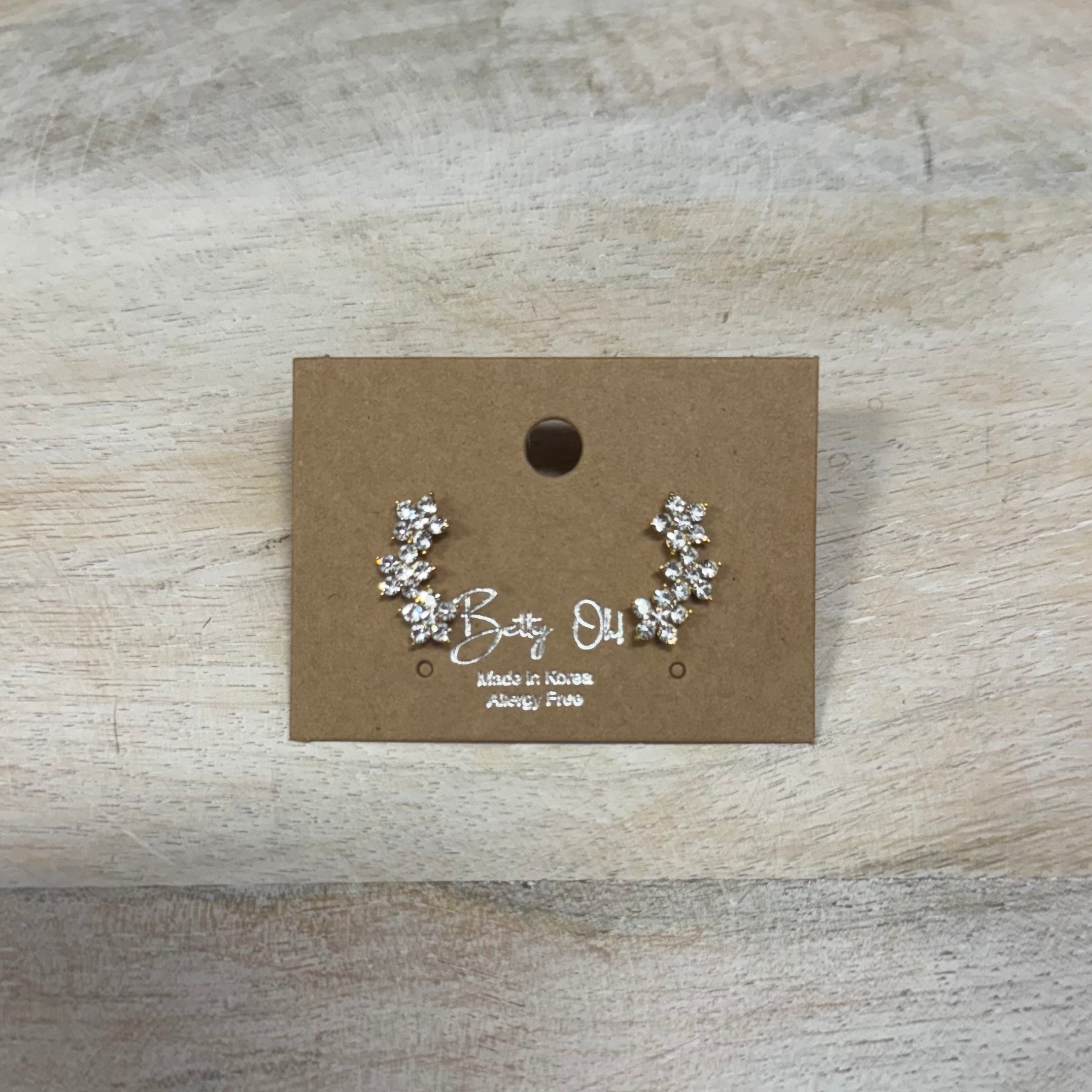 Gold Flower Climber Earrings - Posh West Boutique