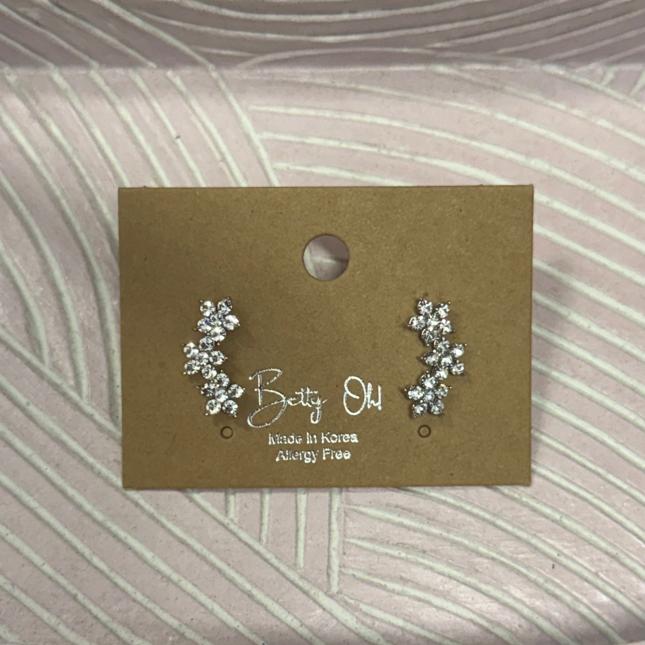 Silver Flower Climber Earrings - Posh West Boutique