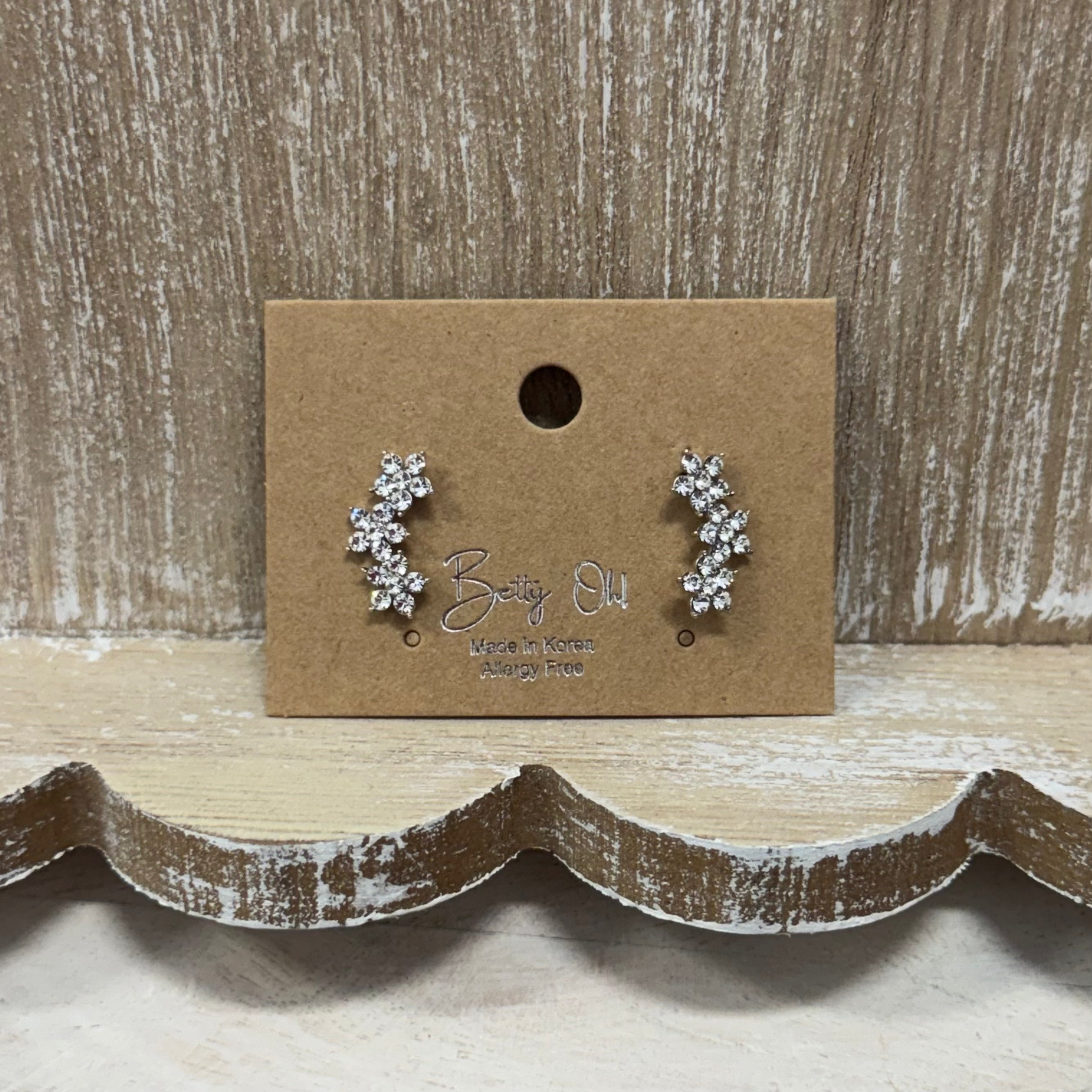Silver Flower Climber Earrings - Posh West Boutique