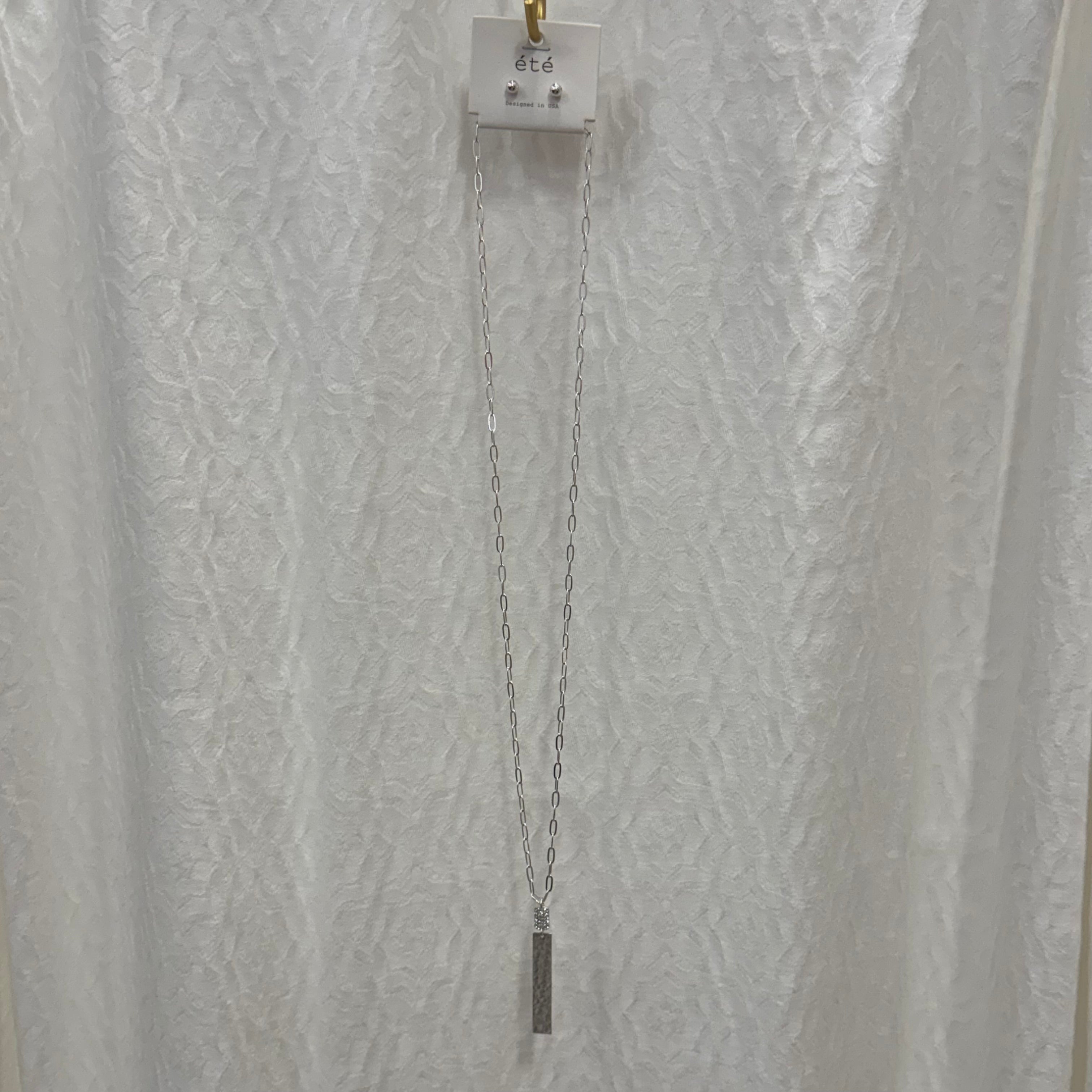 Long Silver Bar Necklace - Posh West Boutique