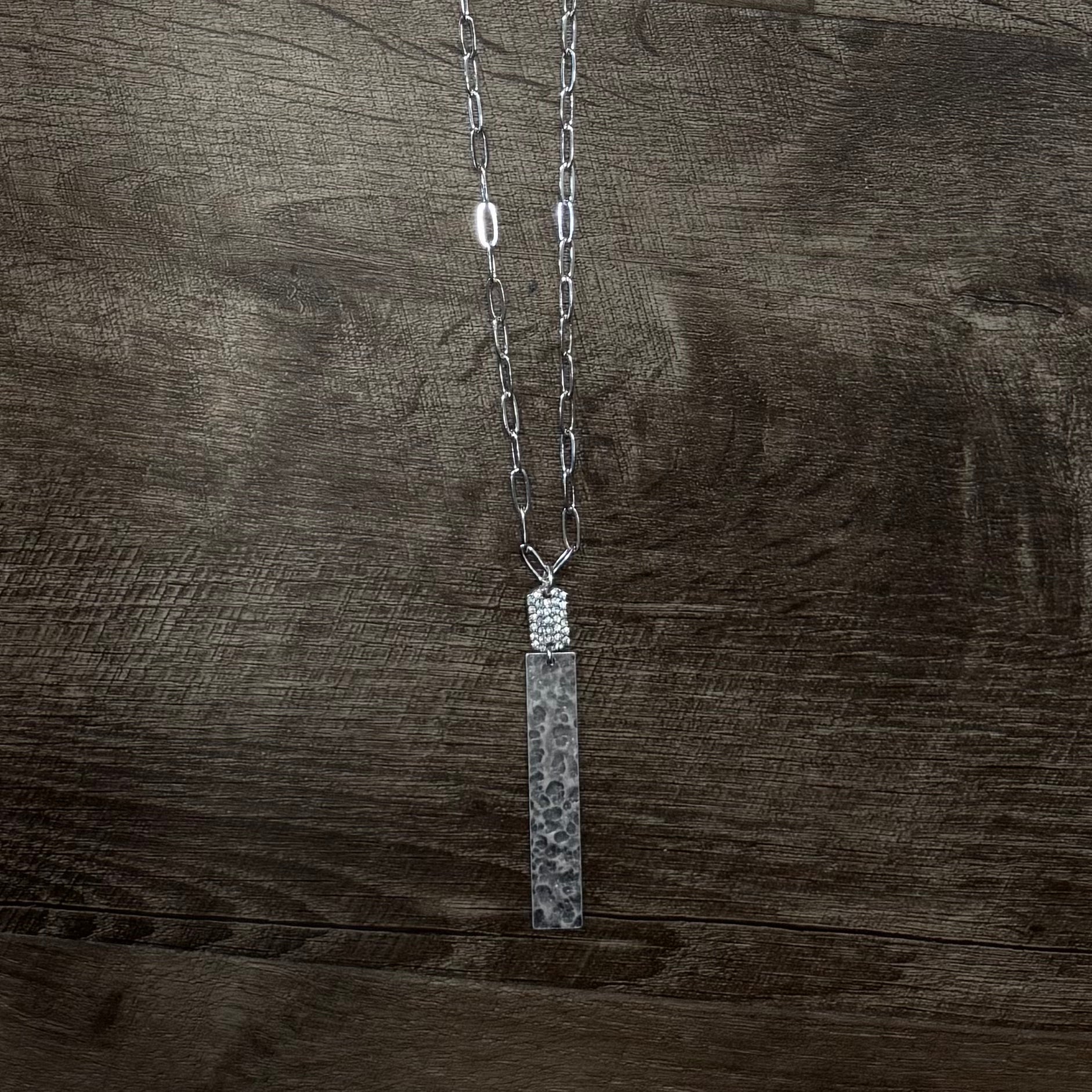 Long Silver Bar Necklace - Posh West Boutique