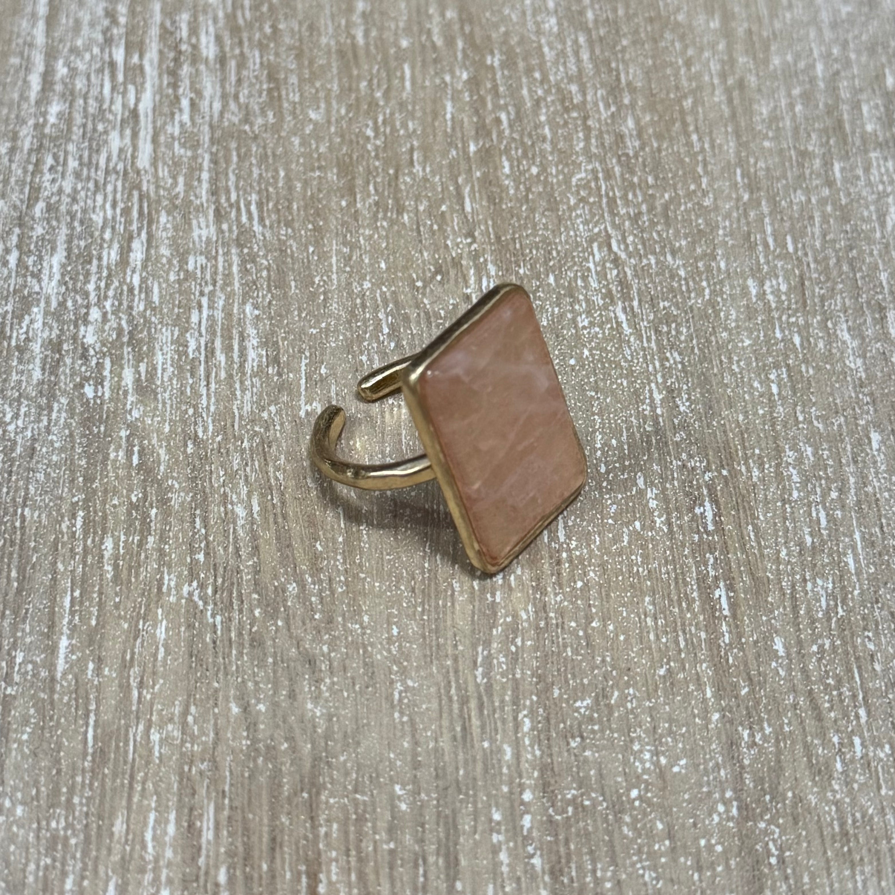 Pink Rectangle Stone Adjustable Ring - Posh West Boutique