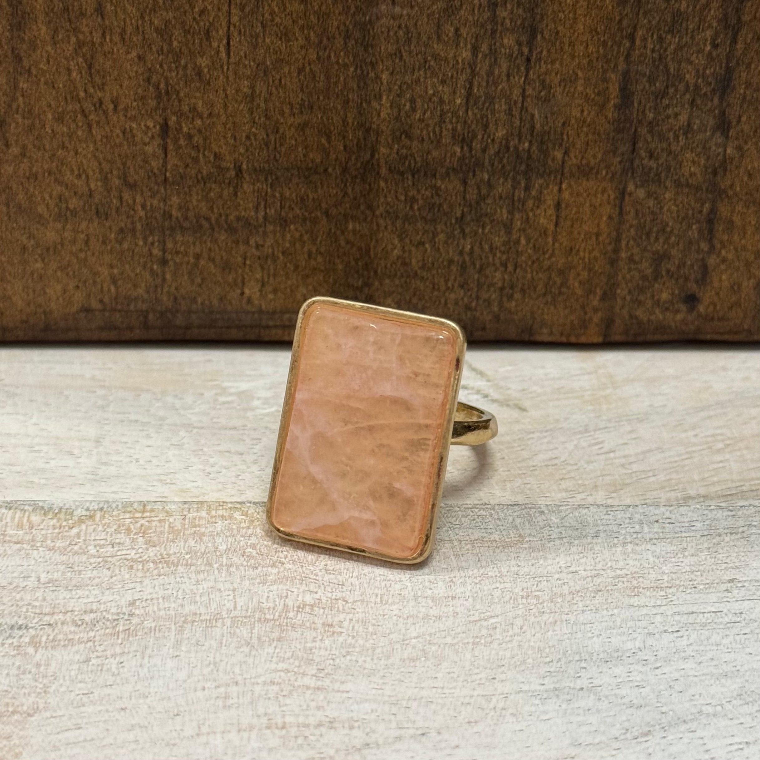 Pink Rectangle Stone Adjustable Ring - Posh West Boutique