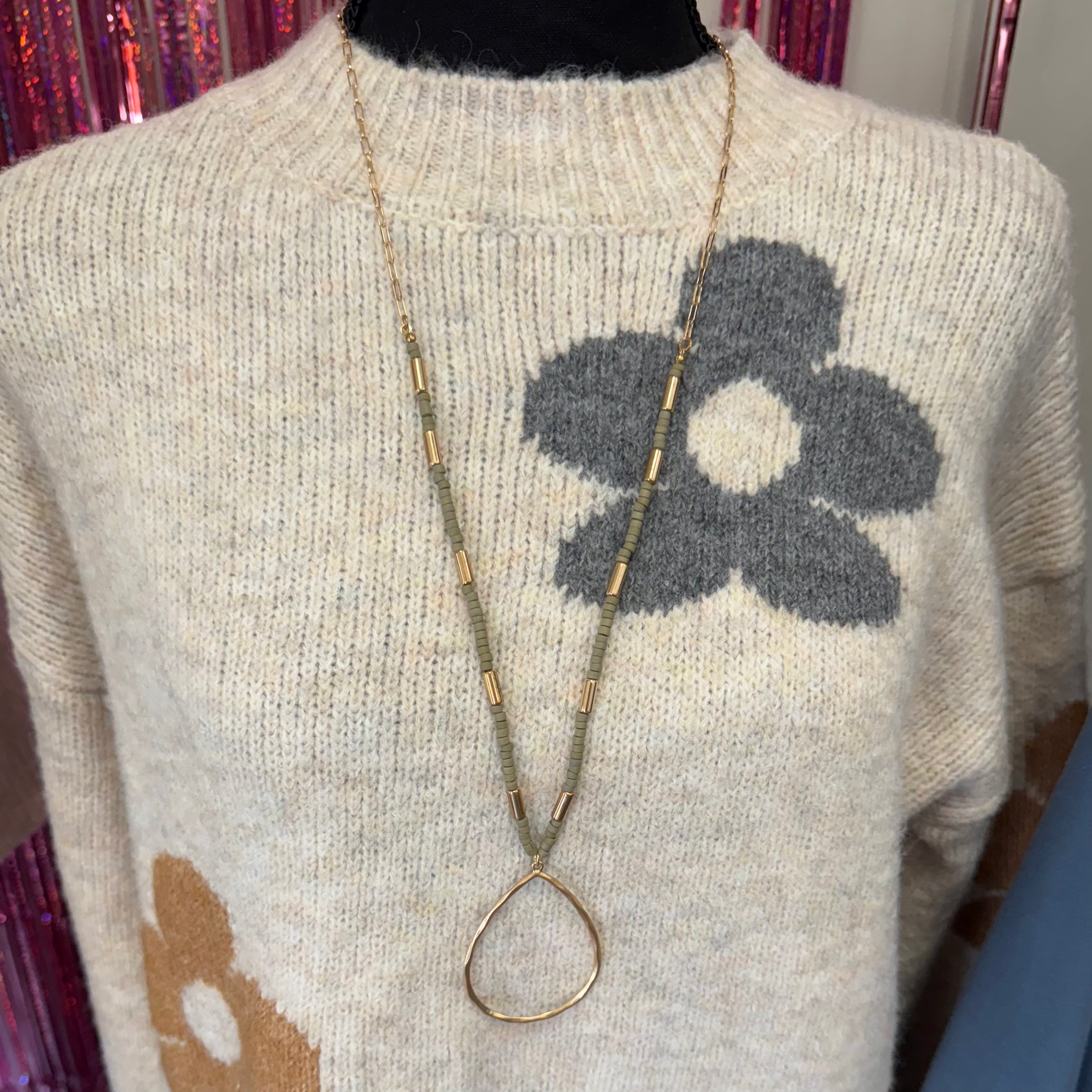 Gold Hammered Teardrop Pendent - Posh West Boutique