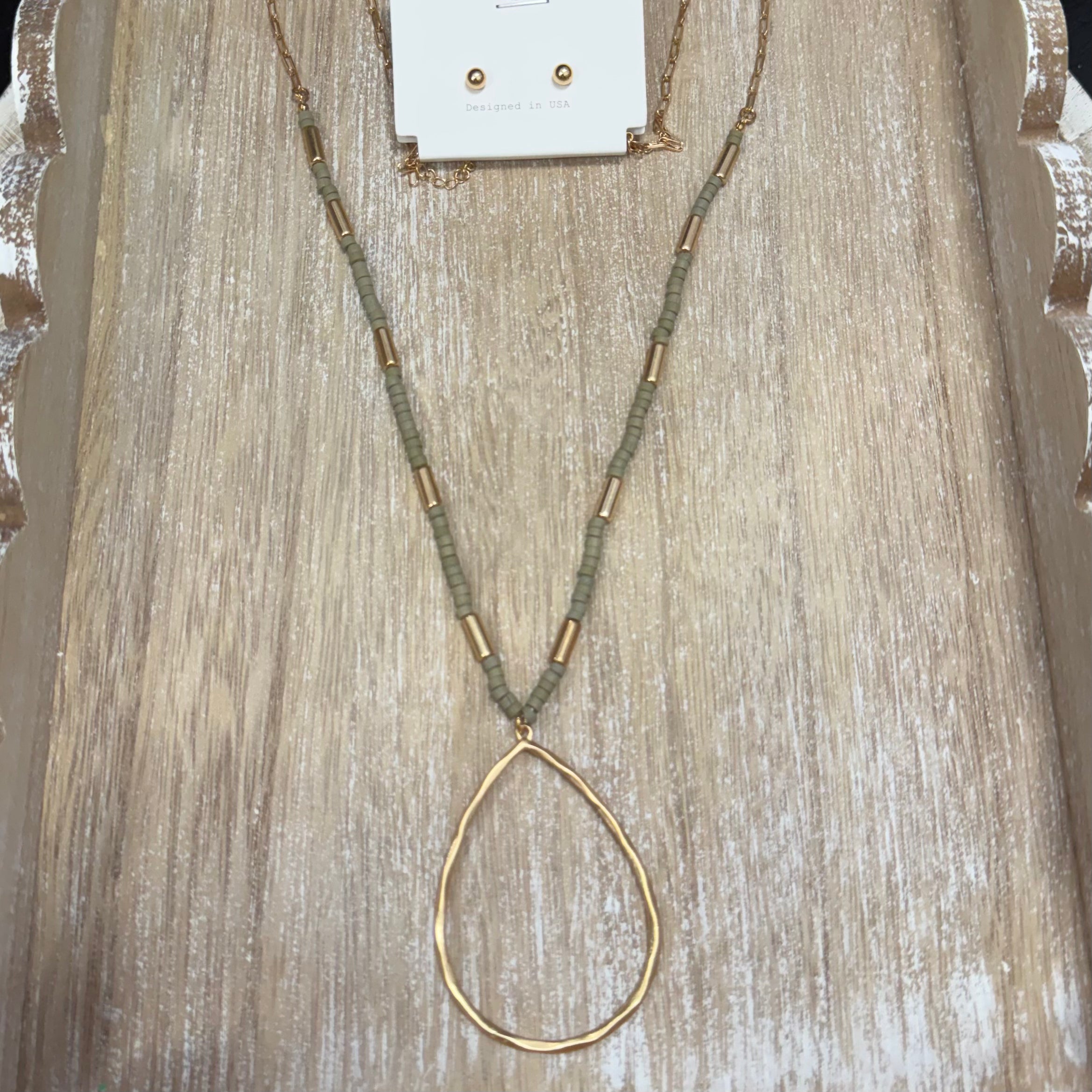 Gold Hammered Teardrop Pendent - Posh West Boutique
