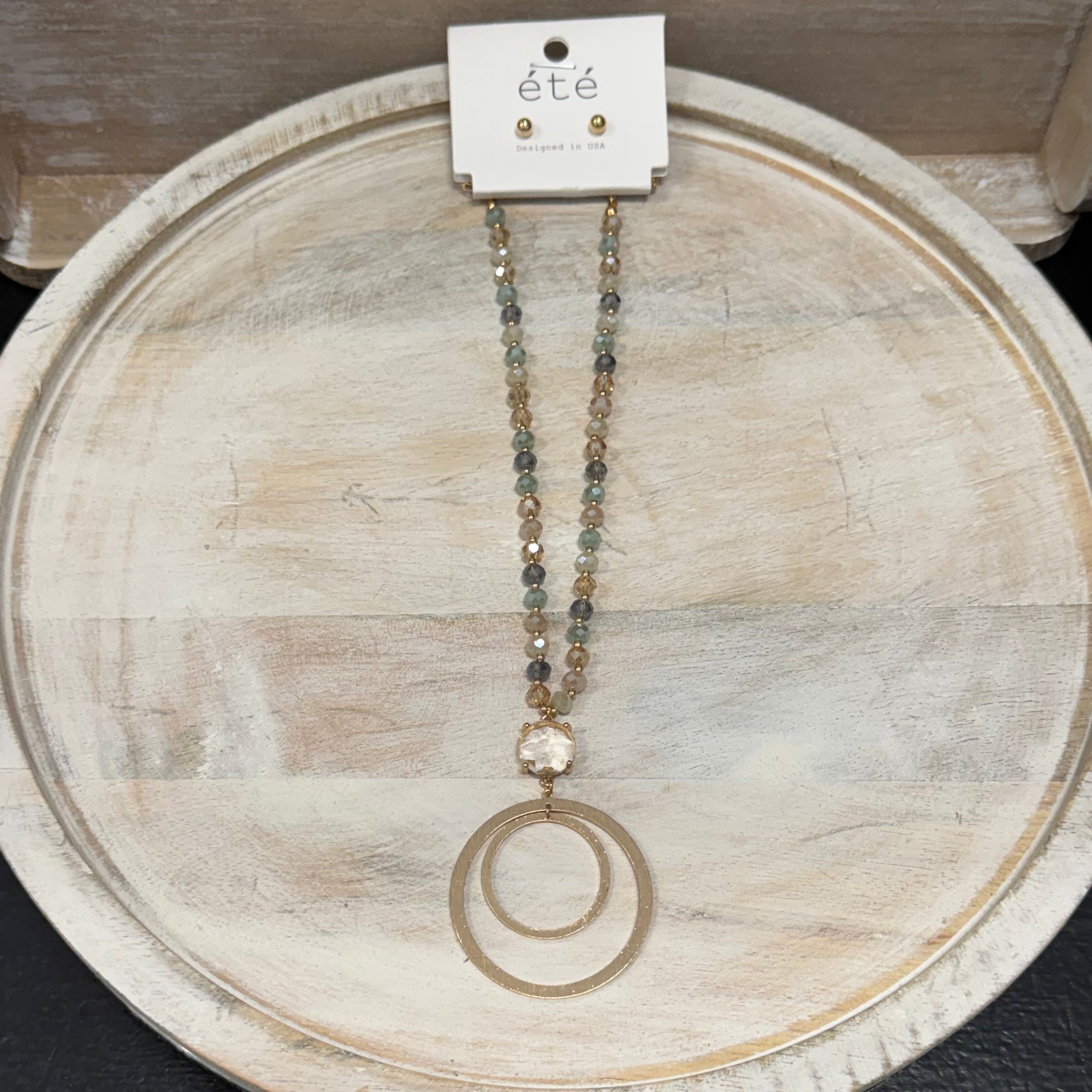 Gold Double Circle Beaded Necklace - Posh West Boutique