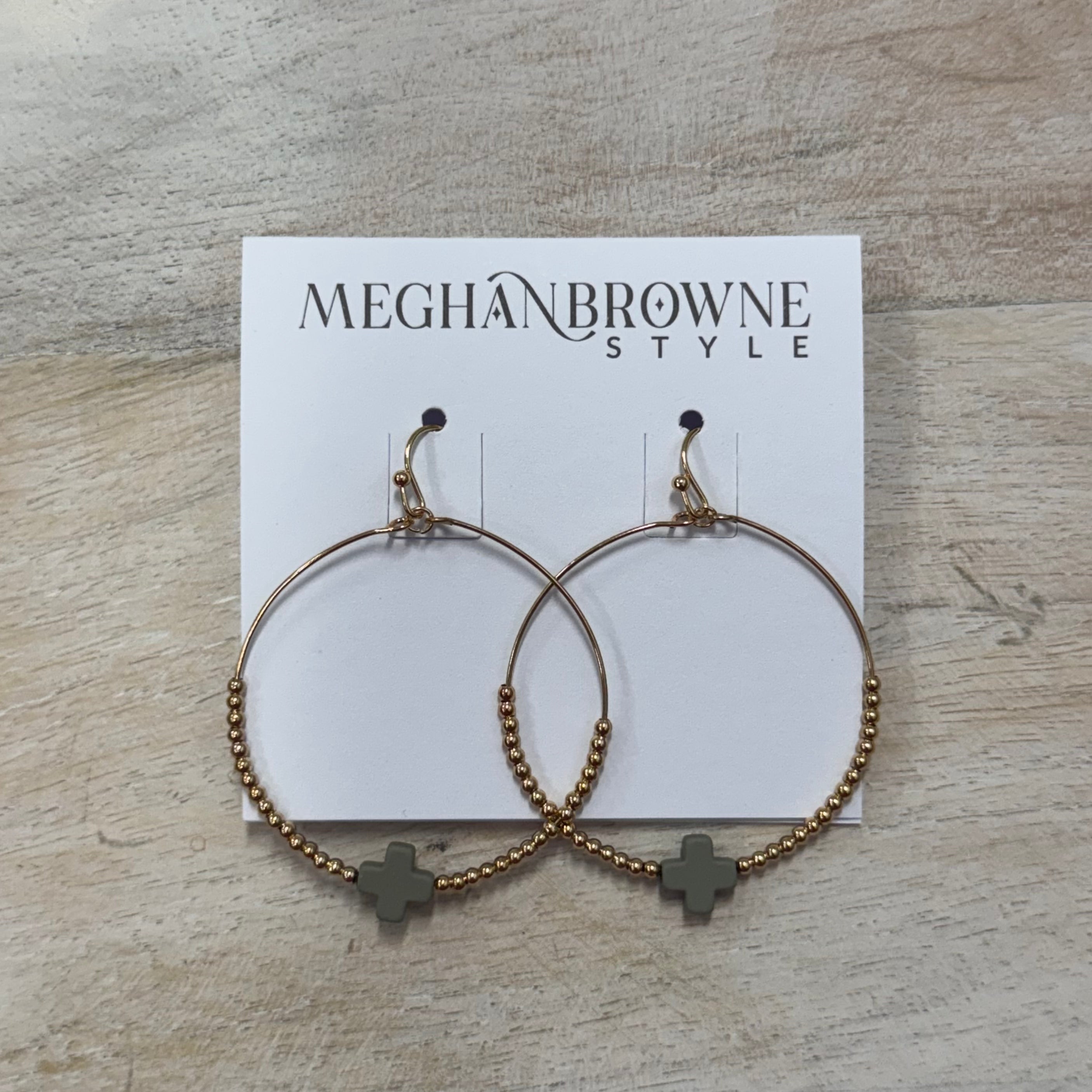 Gold Beaded Dangle Earring with Cross Pendent - Posh West Boutique