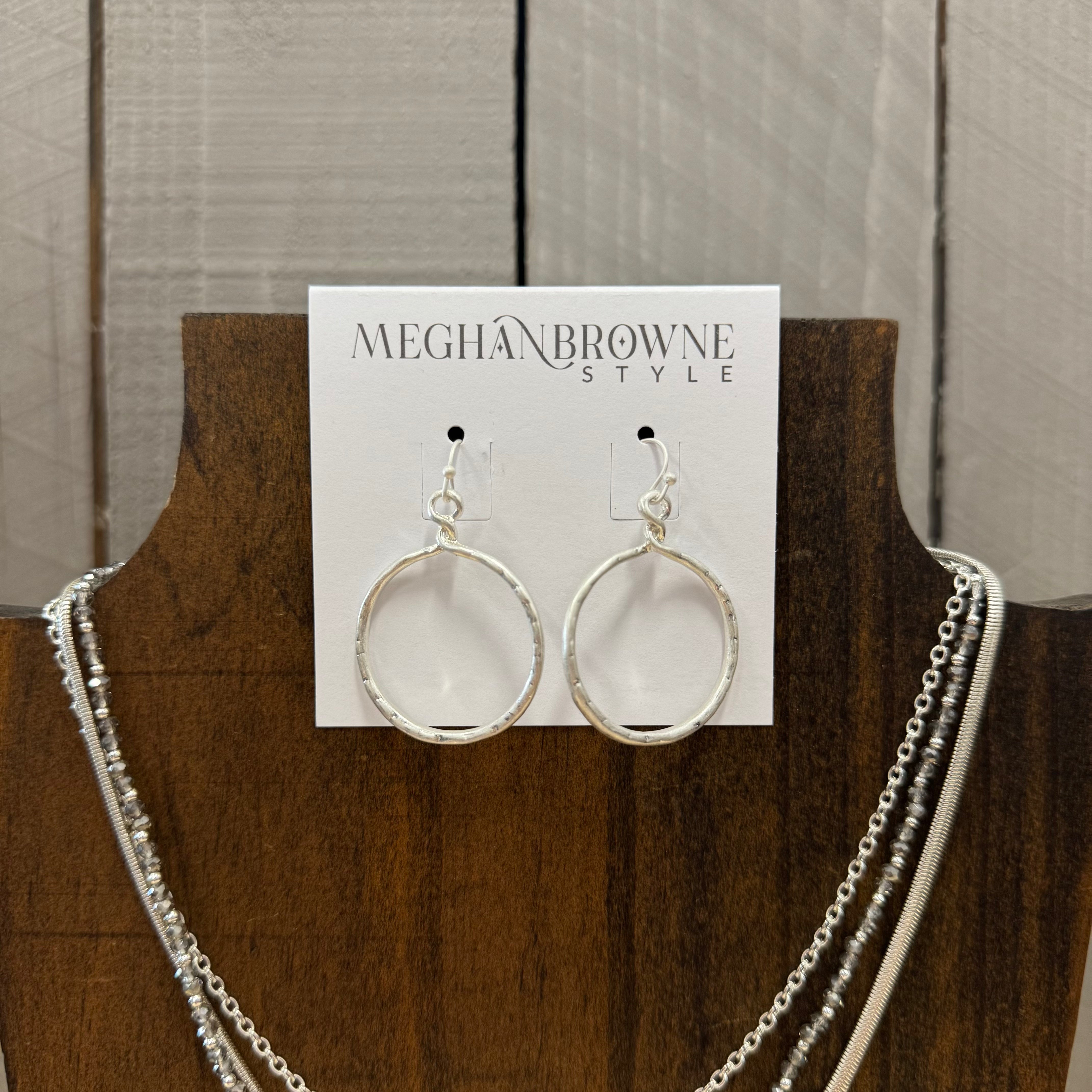 Silver Hammered Circle Dangle Earring - Posh West Boutique