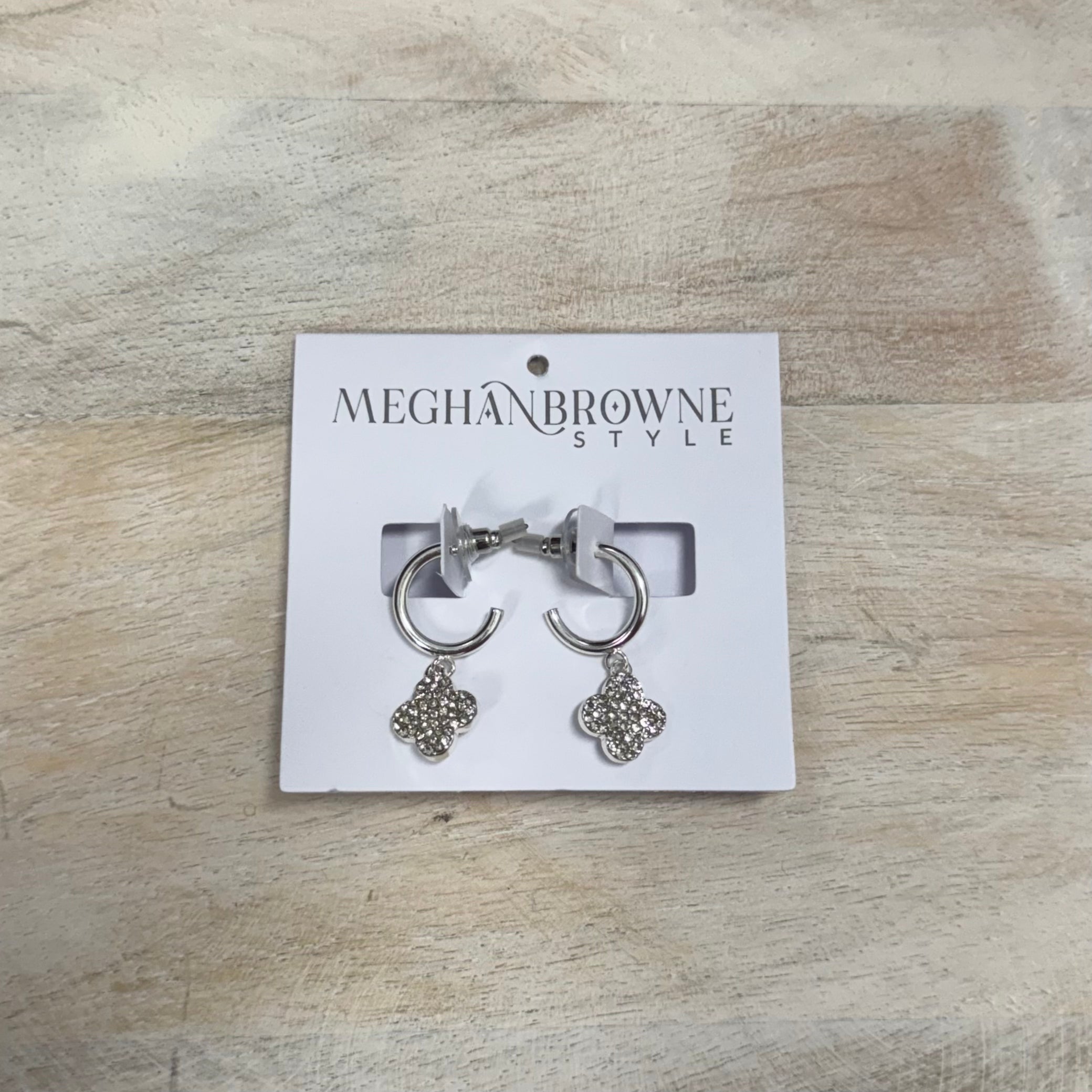 Silver Diamond Clover Pendant Earring - Posh West Boutique