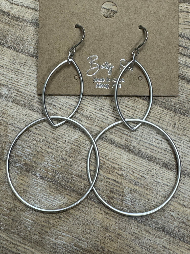 Betty Oh Silver Double Hoop Hanging Earrings - Posh West Boutique