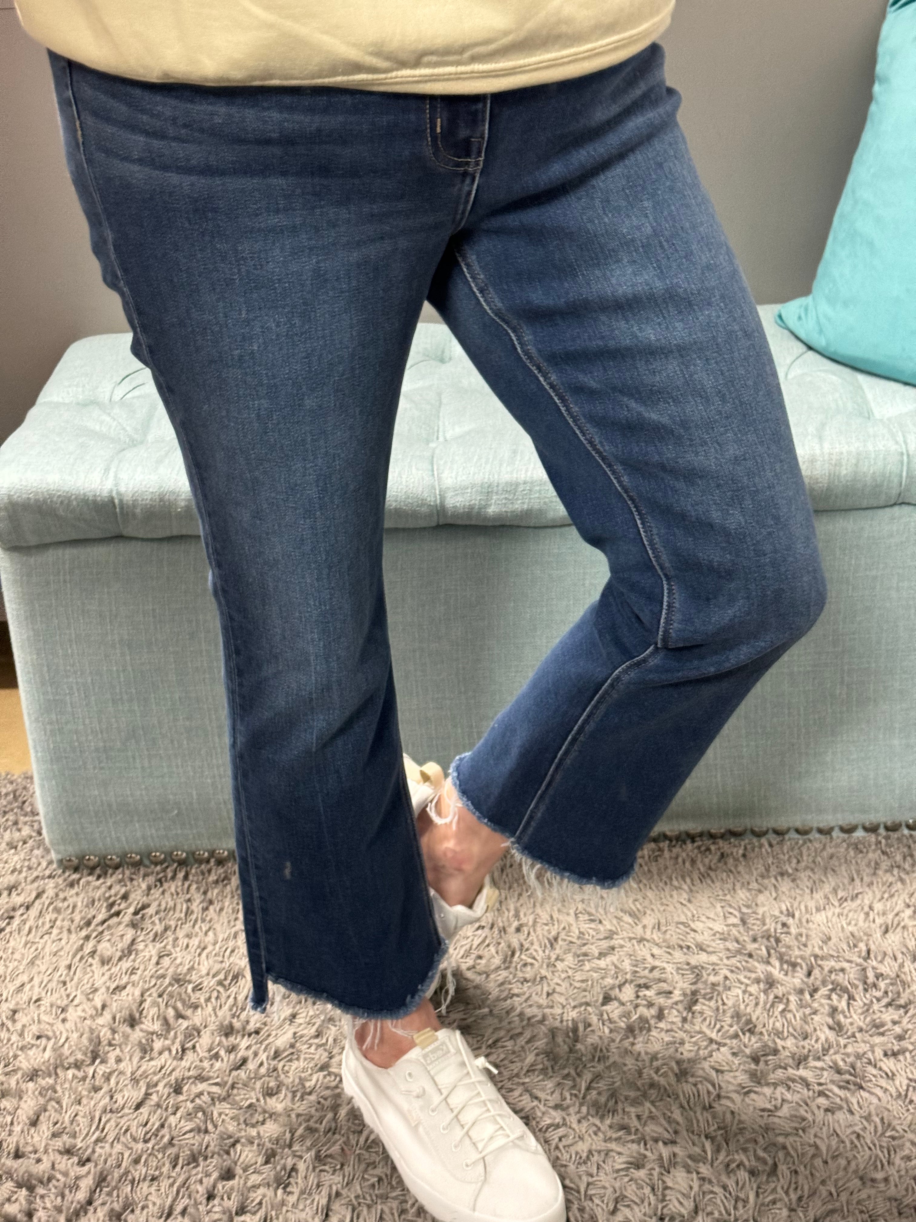 Vervet High Rise Kick Flare Dark Denim - Posh West Boutique