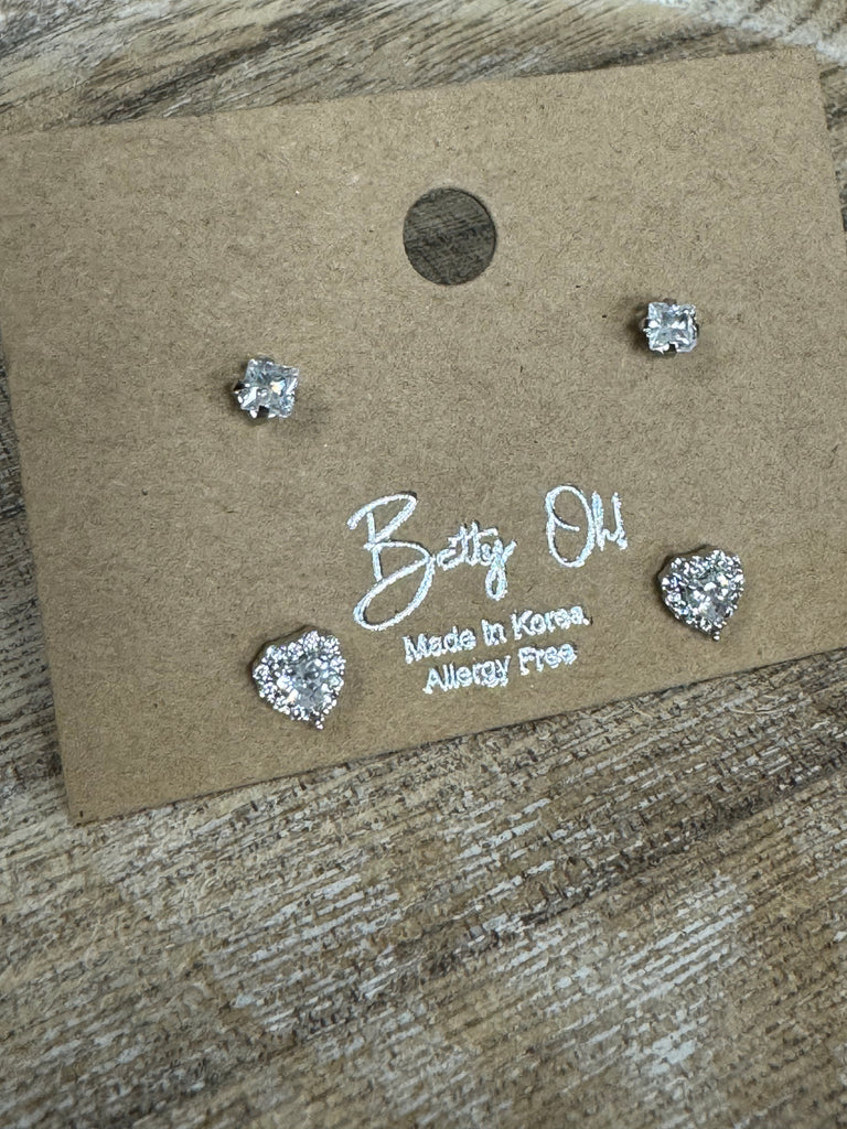 Betty Oh Duo Set Silver Earrings - Posh West Boutique