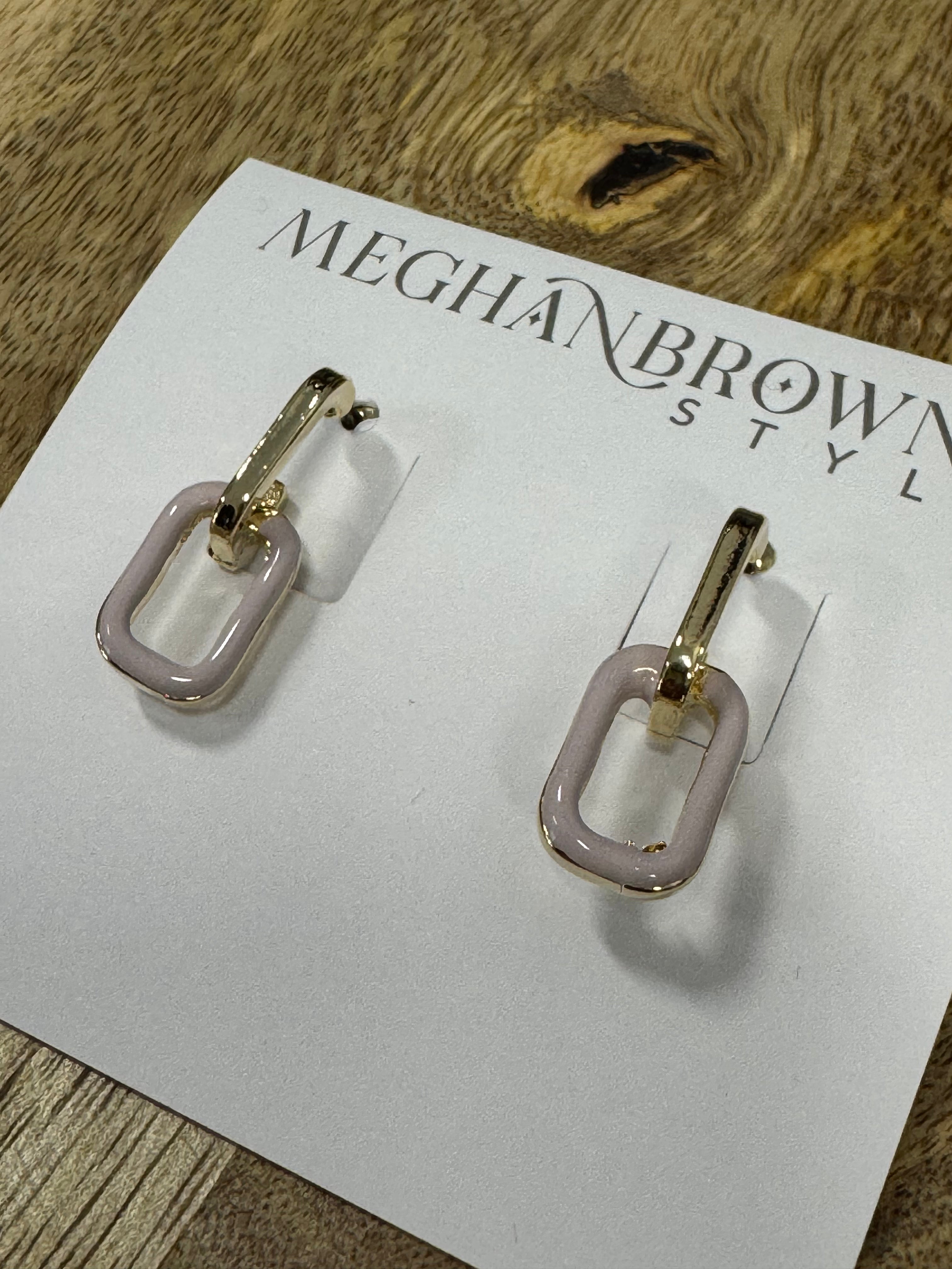 Pink and Gold Chain Link Post Earring - Posh West Boutique